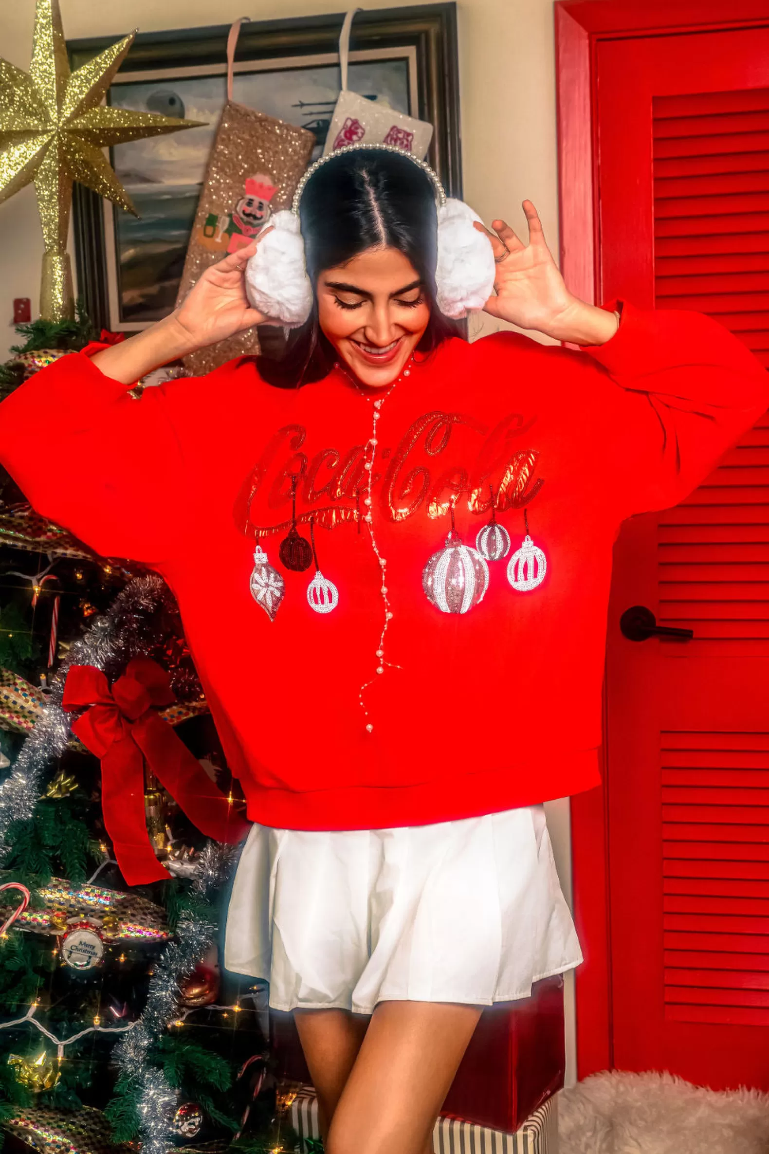 Queen of Sparkles Sweatshirts<Licensed- Coca-Cola Ornament Sweatshirt Red