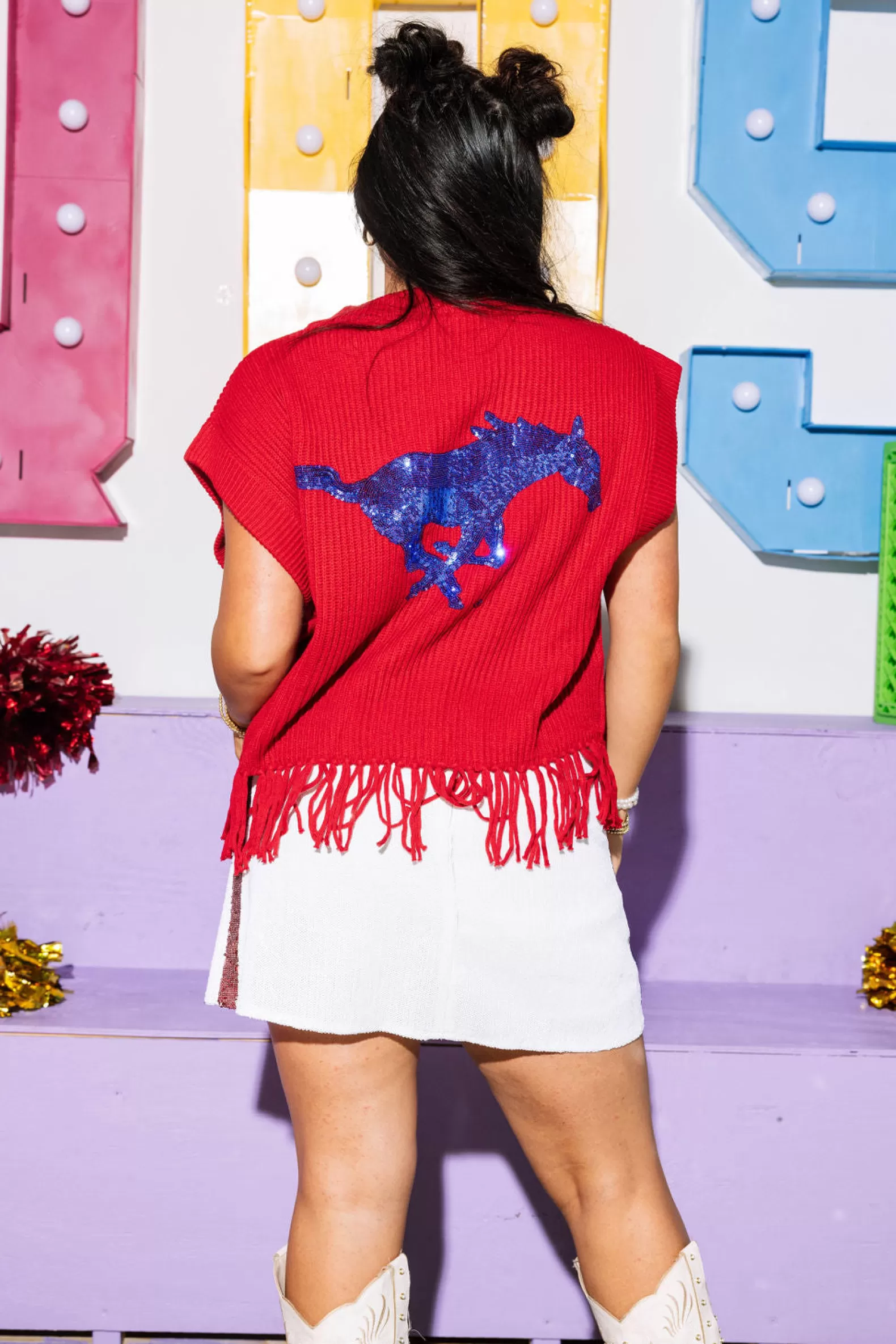 Queen of Sparkles Sweaters<Licensed- & Royal 'Pony Up' Fringe Sweater Vest Red