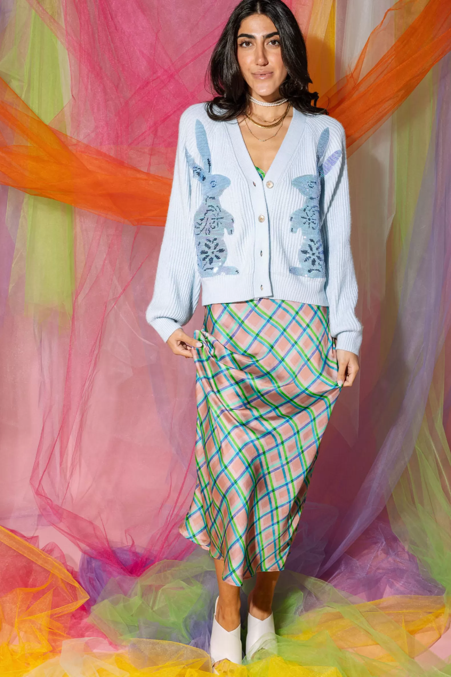 Queen of Sparkles Sweaters<Bunny Cardigan Light Blue