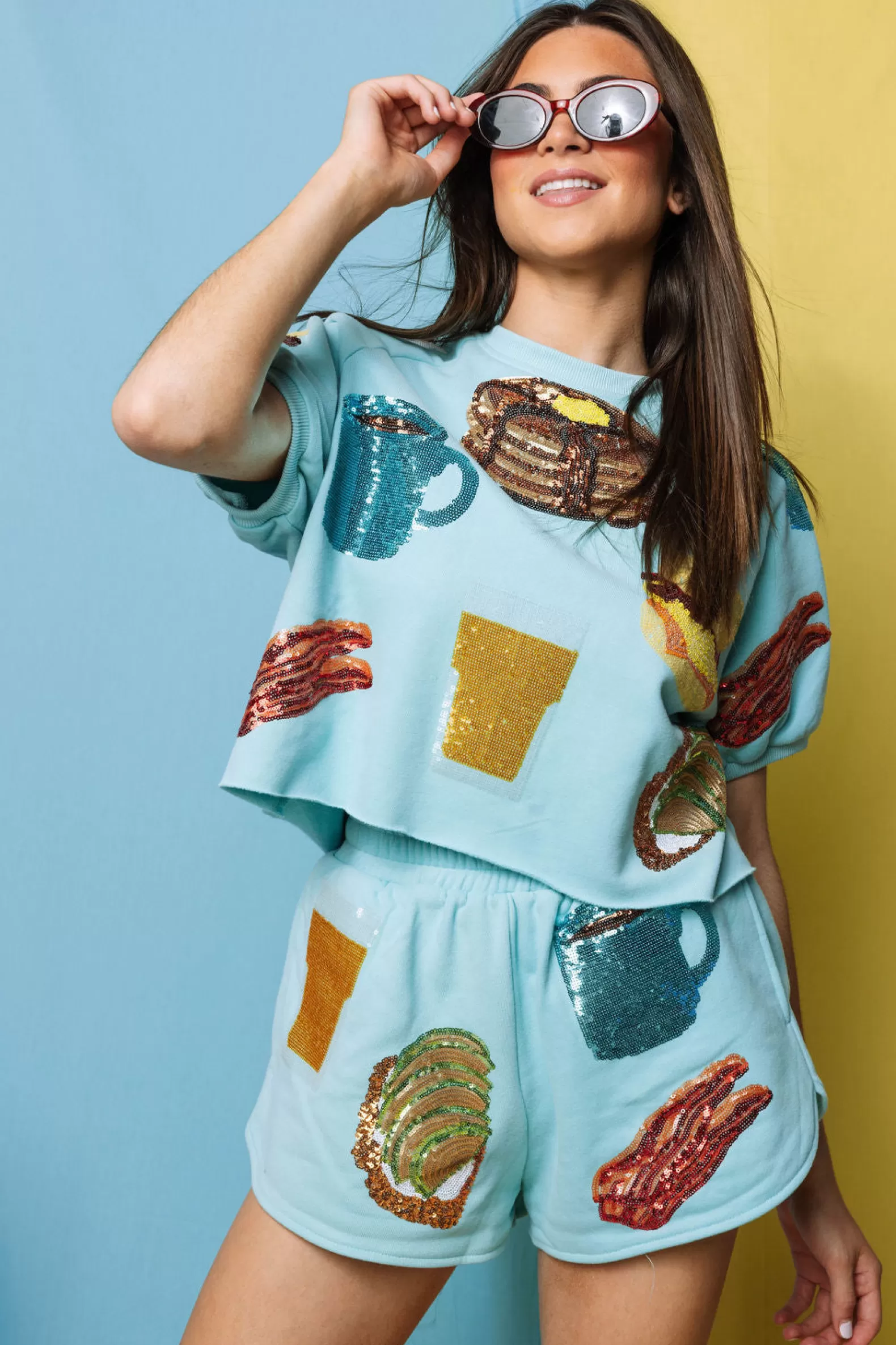 Queen of Sparkles Tops | Sets<Queen of Breakfast Top Light Blue