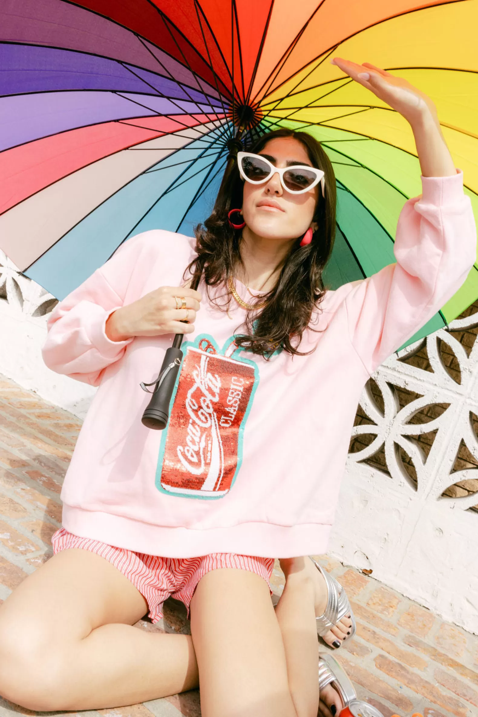 Queen of Sparkles Sweatshirts<Butterfly & Coca-Cola® Can Sweatshirt Light Pink