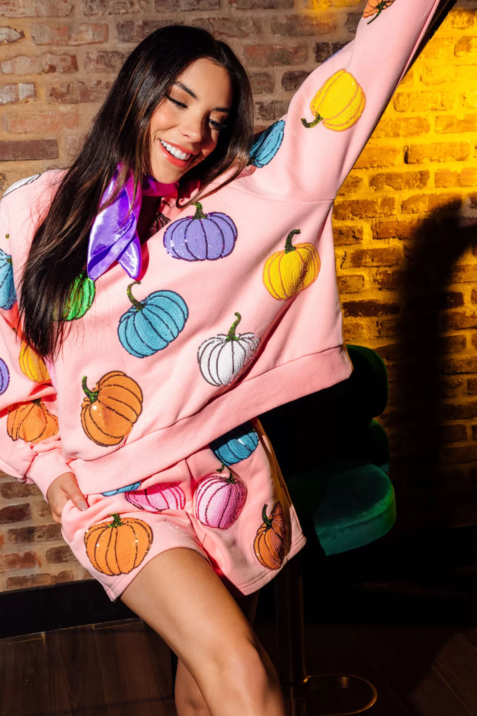 Queen of Sparkles Sets | Shorts<Multi Pumpkin Shorts Light Pink