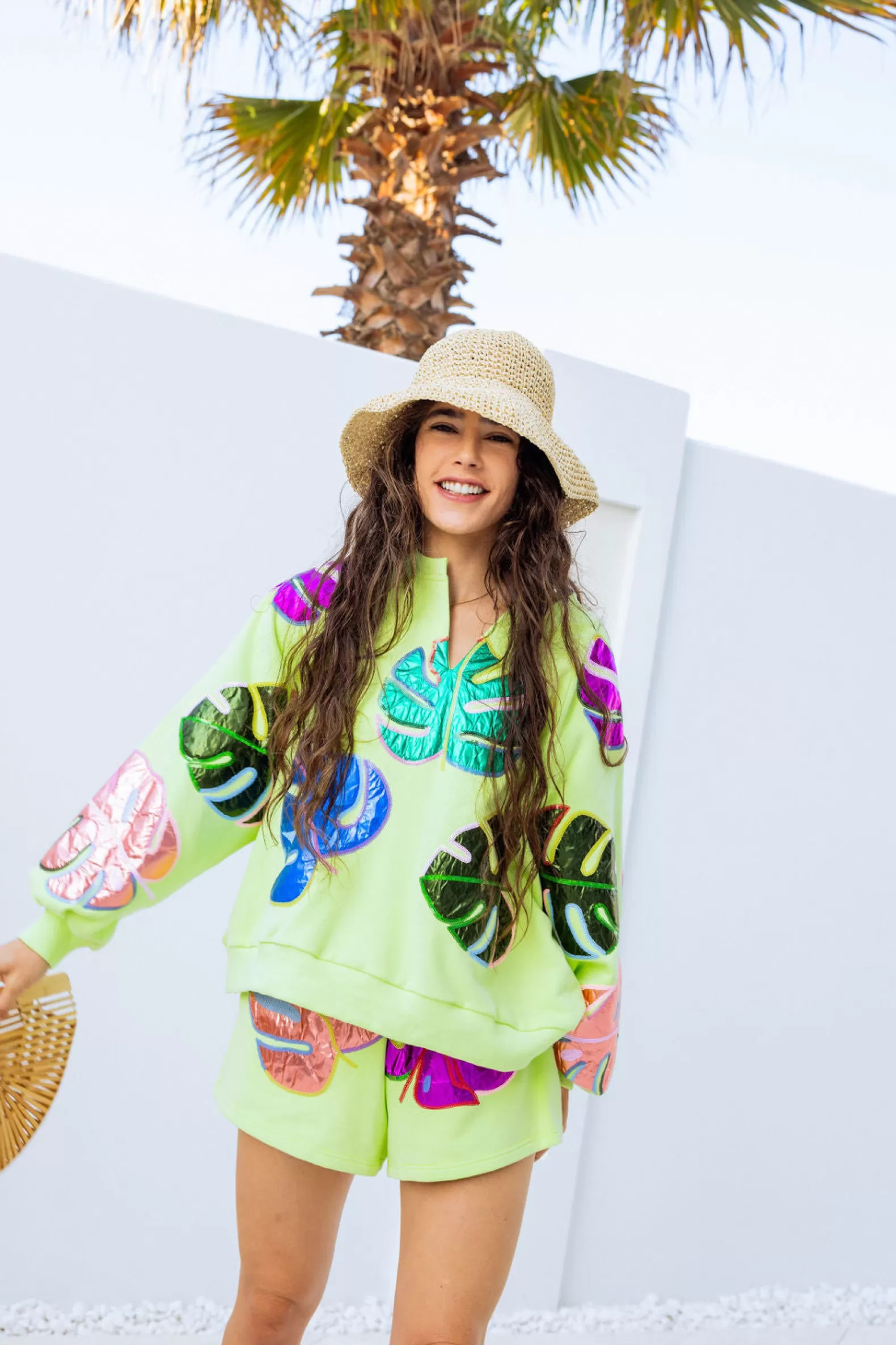 Queen of Sparkles Sweatshirts | Sets<Monstera Sweatshirt Lime Green