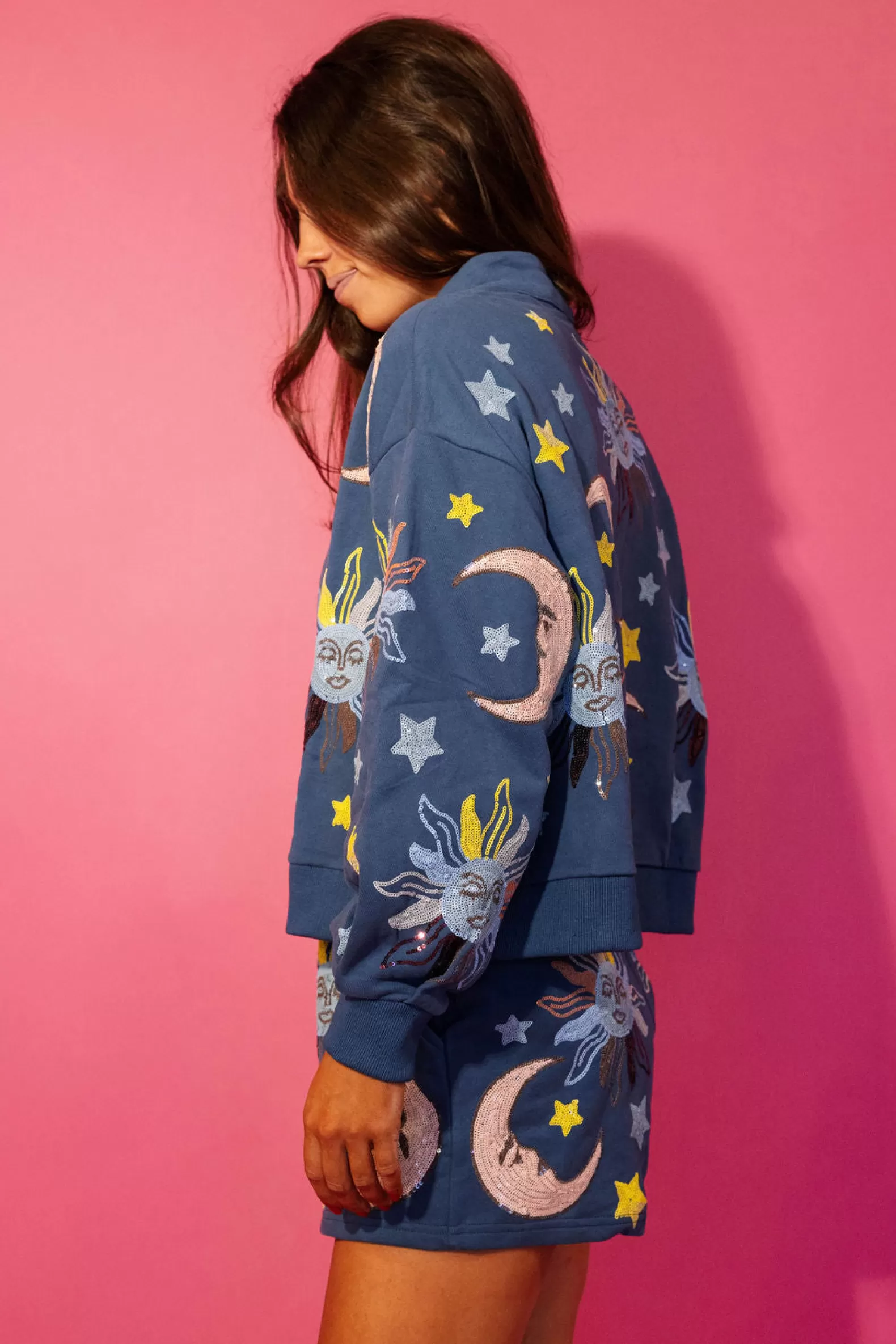 Queen of Sparkles Sets | Shorts<Stars & Moon Henley Short Midnight Blue