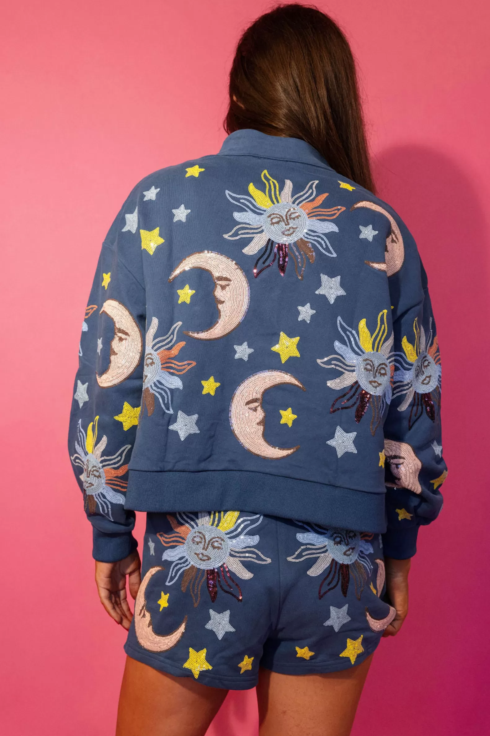 Queen of Sparkles Sets | Sweatshirts<Stars & Moon Henley Sweatshirt Midnight Blue