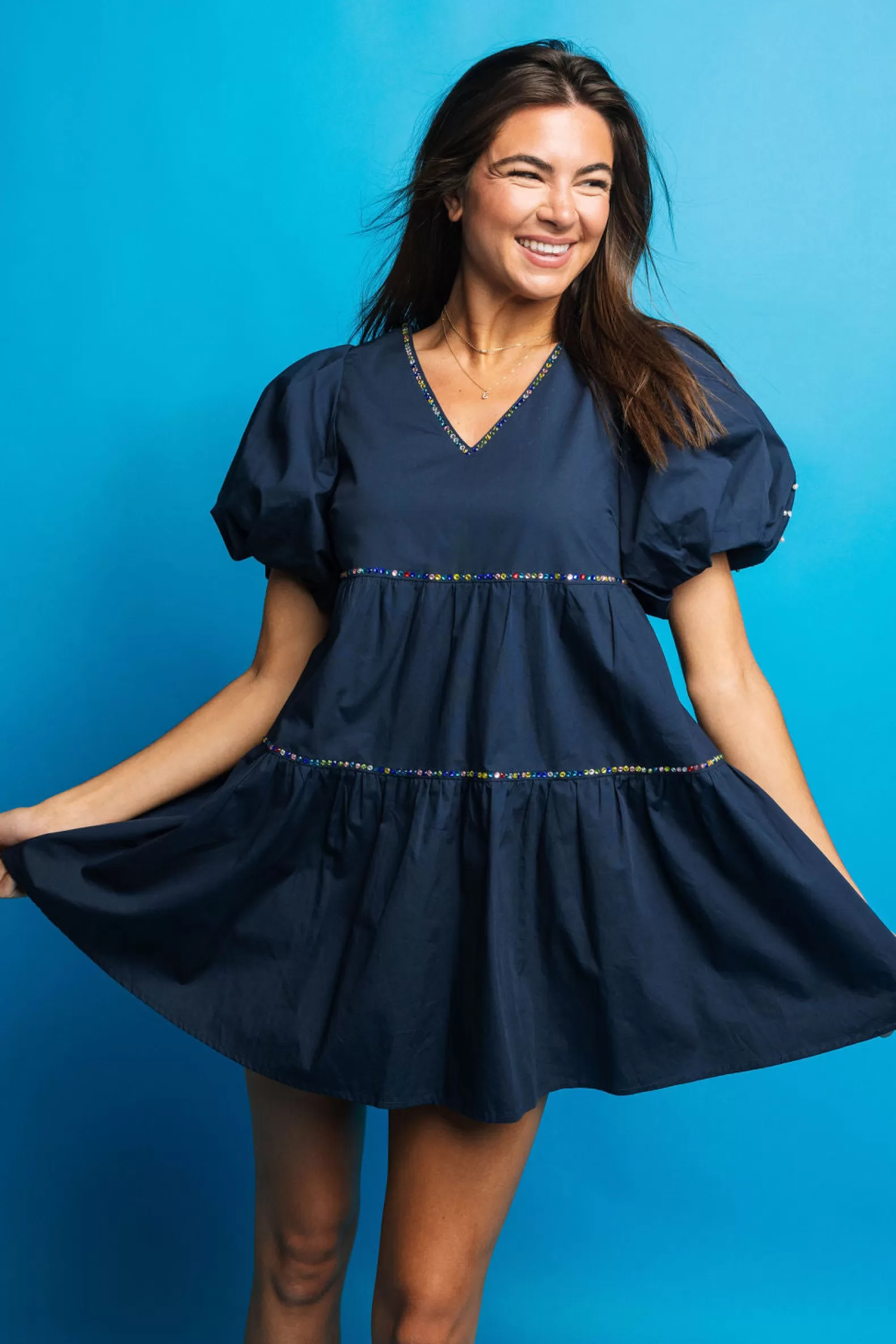 Queen of Sparkles Dresses<Navy Baby You're a Firework Back Dress