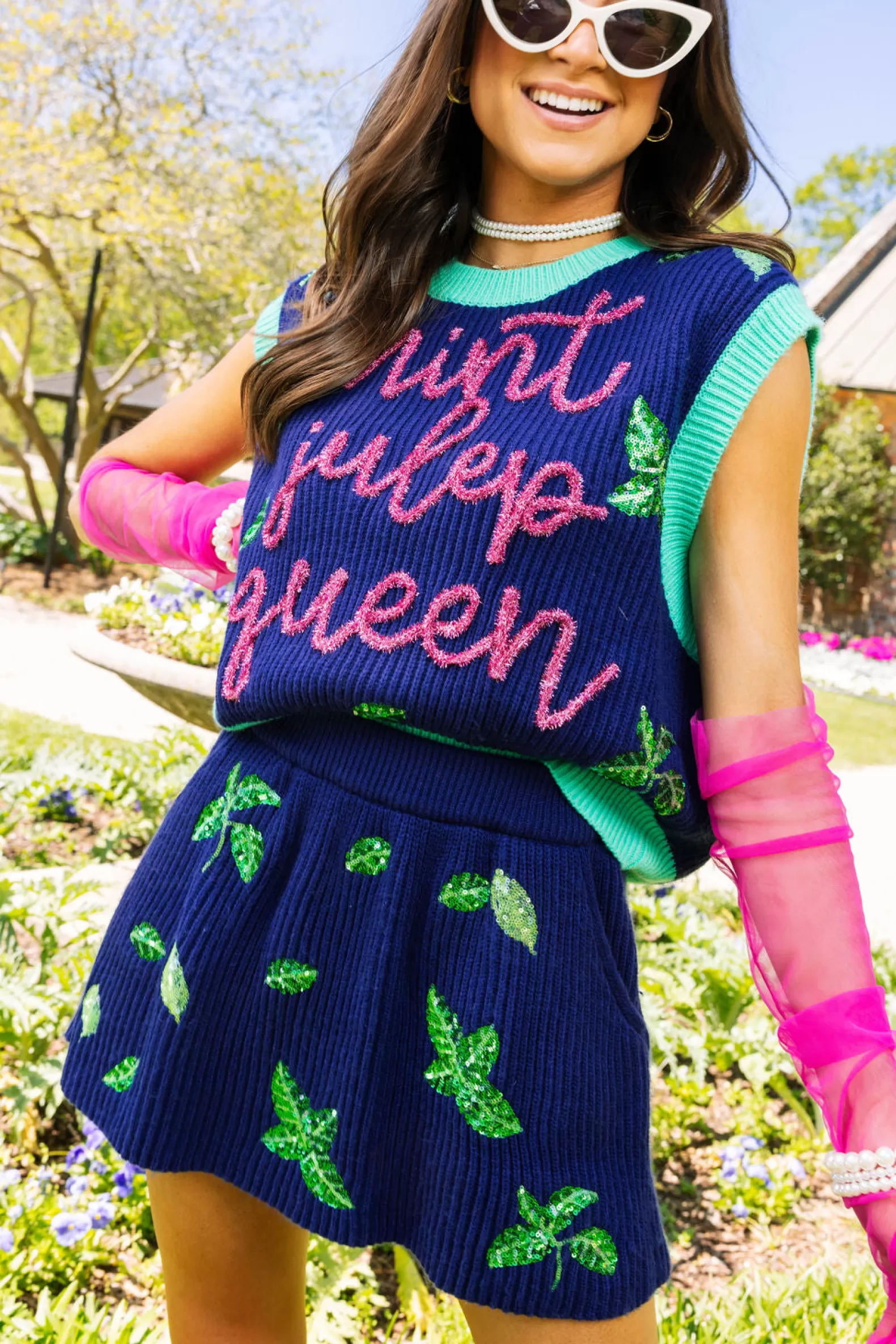 Queen of Sparkles Skirts<Mint Sweater Skirt Navy