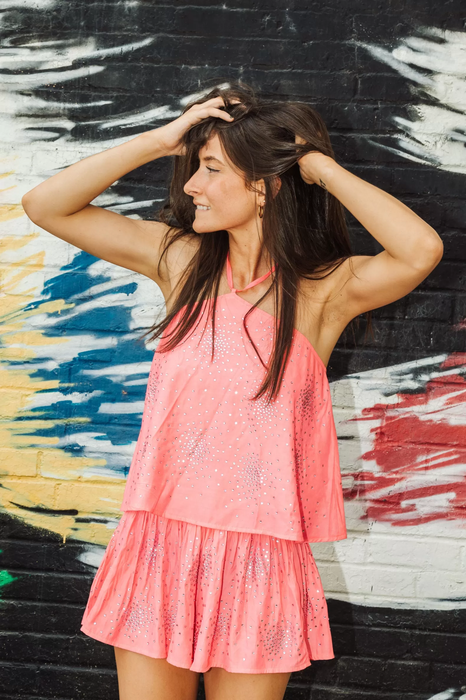 Queen of Sparkles Shorts<Neon Pink Rhinestone Cluster Swing Short
