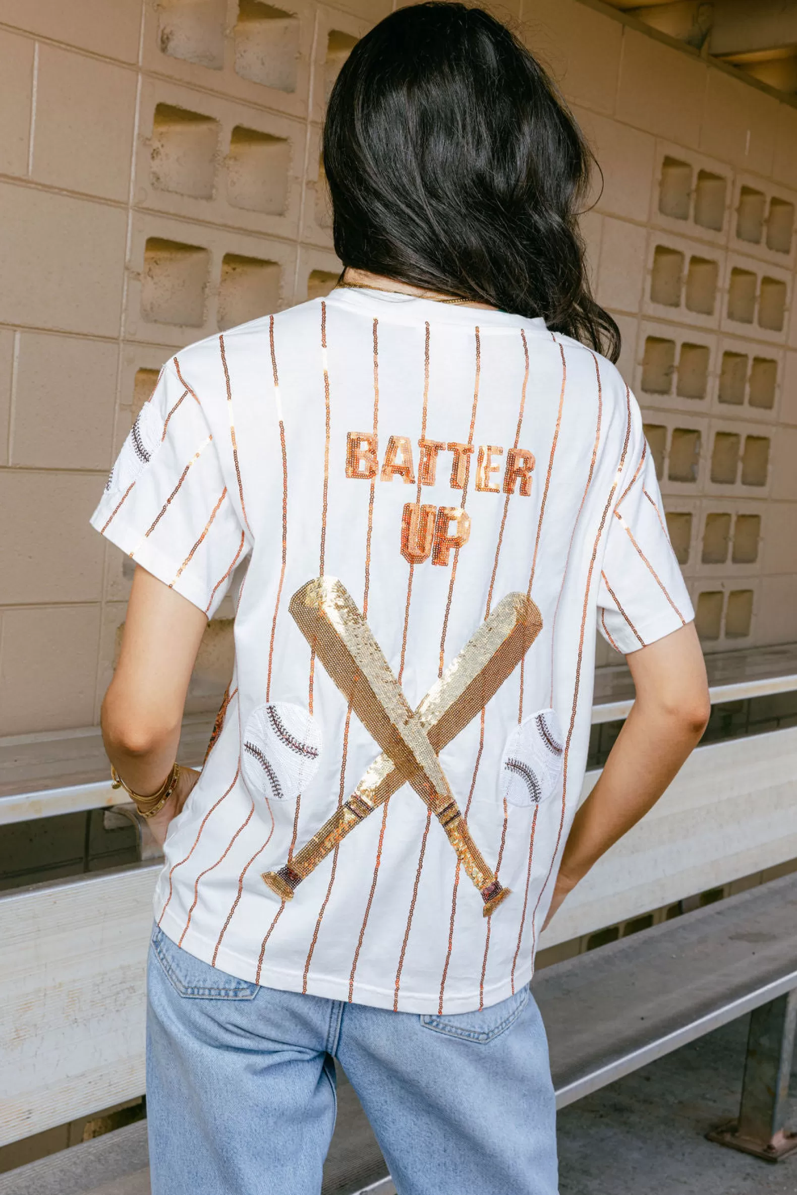 Queen of Sparkles Tees<Batter Up Tee Orange