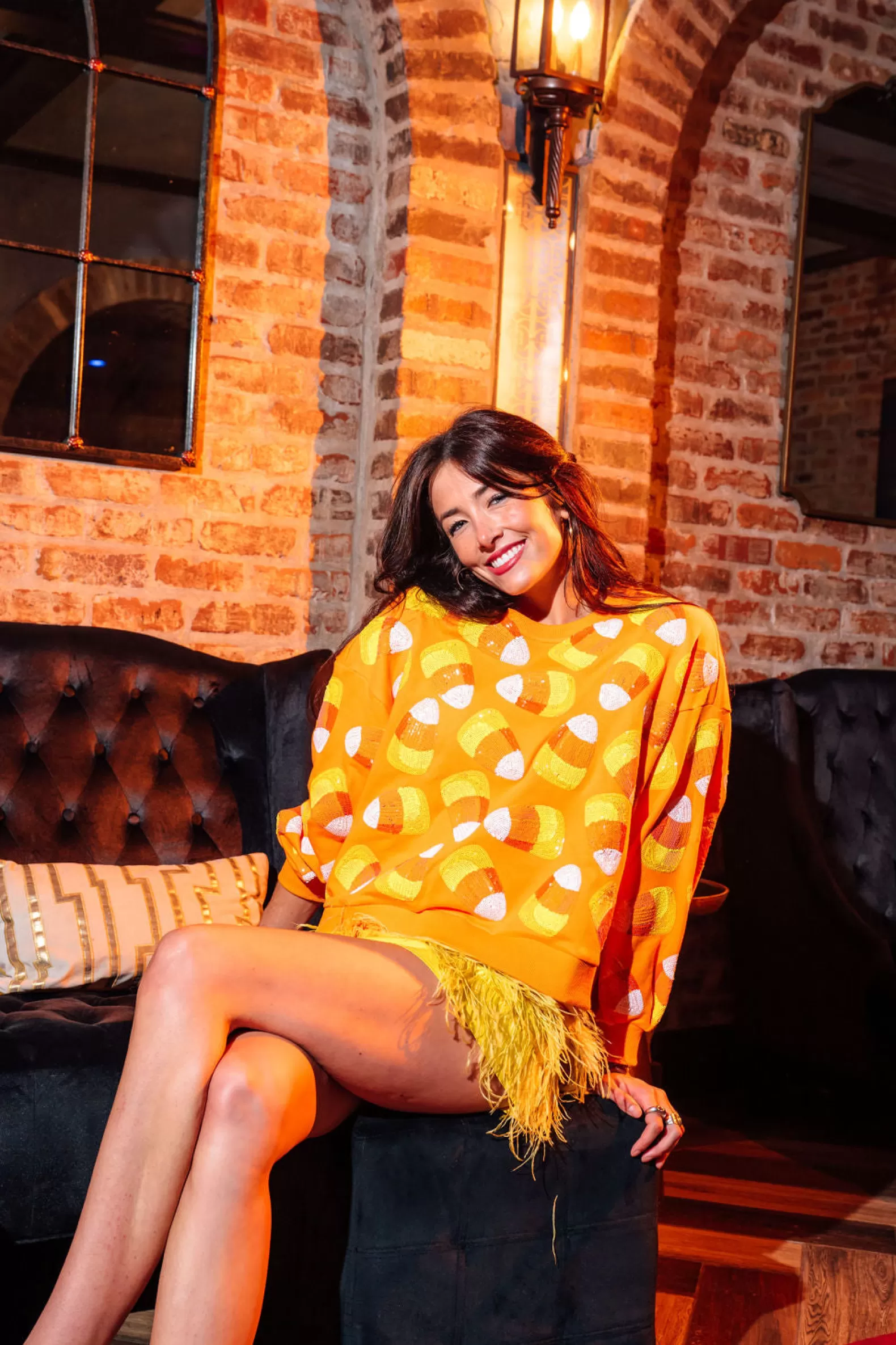 Queen of Sparkles Sweatshirts<Orange Candy Corn Sweatshirt