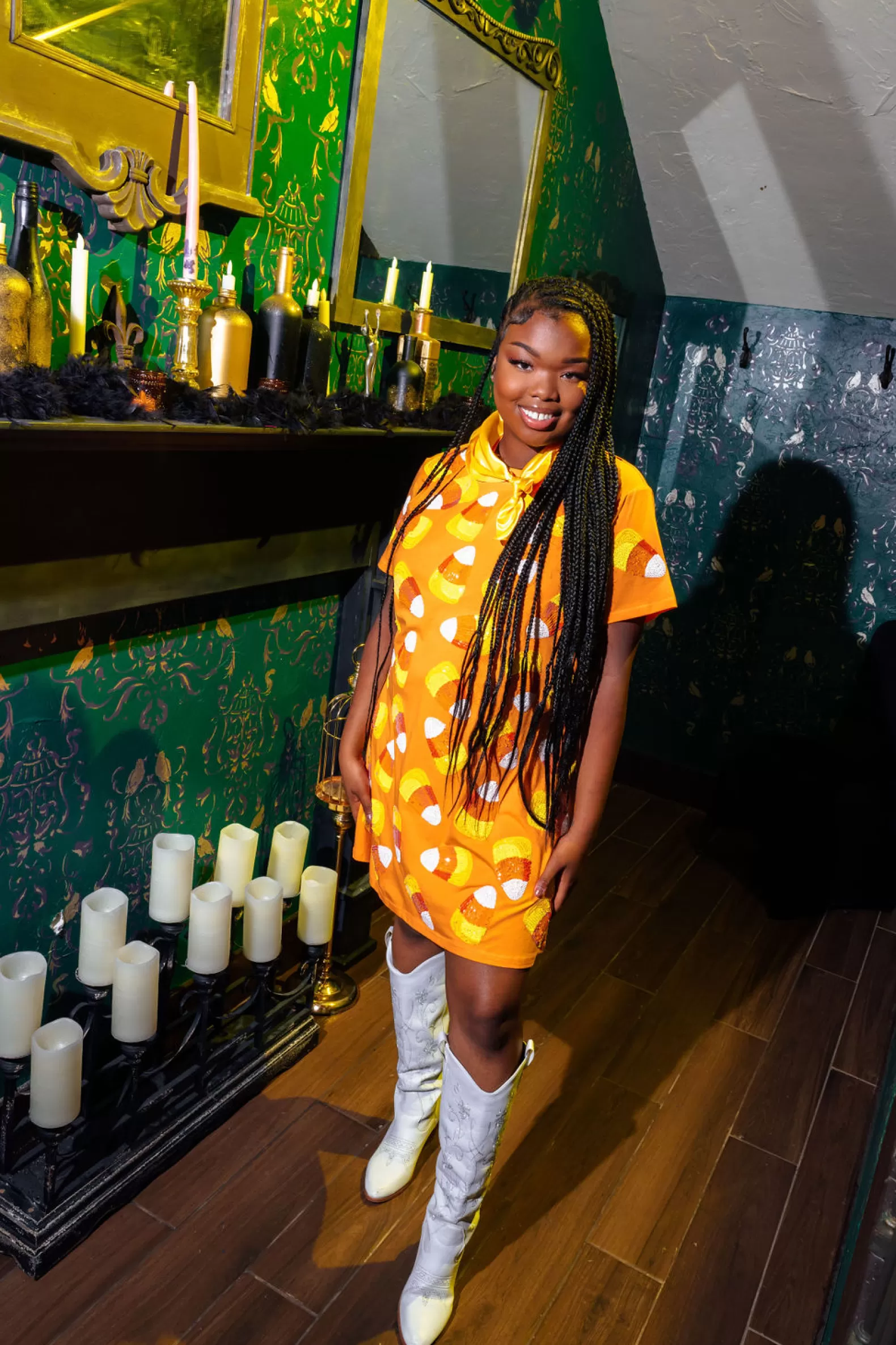 Queen of Sparkles Dresses<Candy Corn Tee Dress Orange