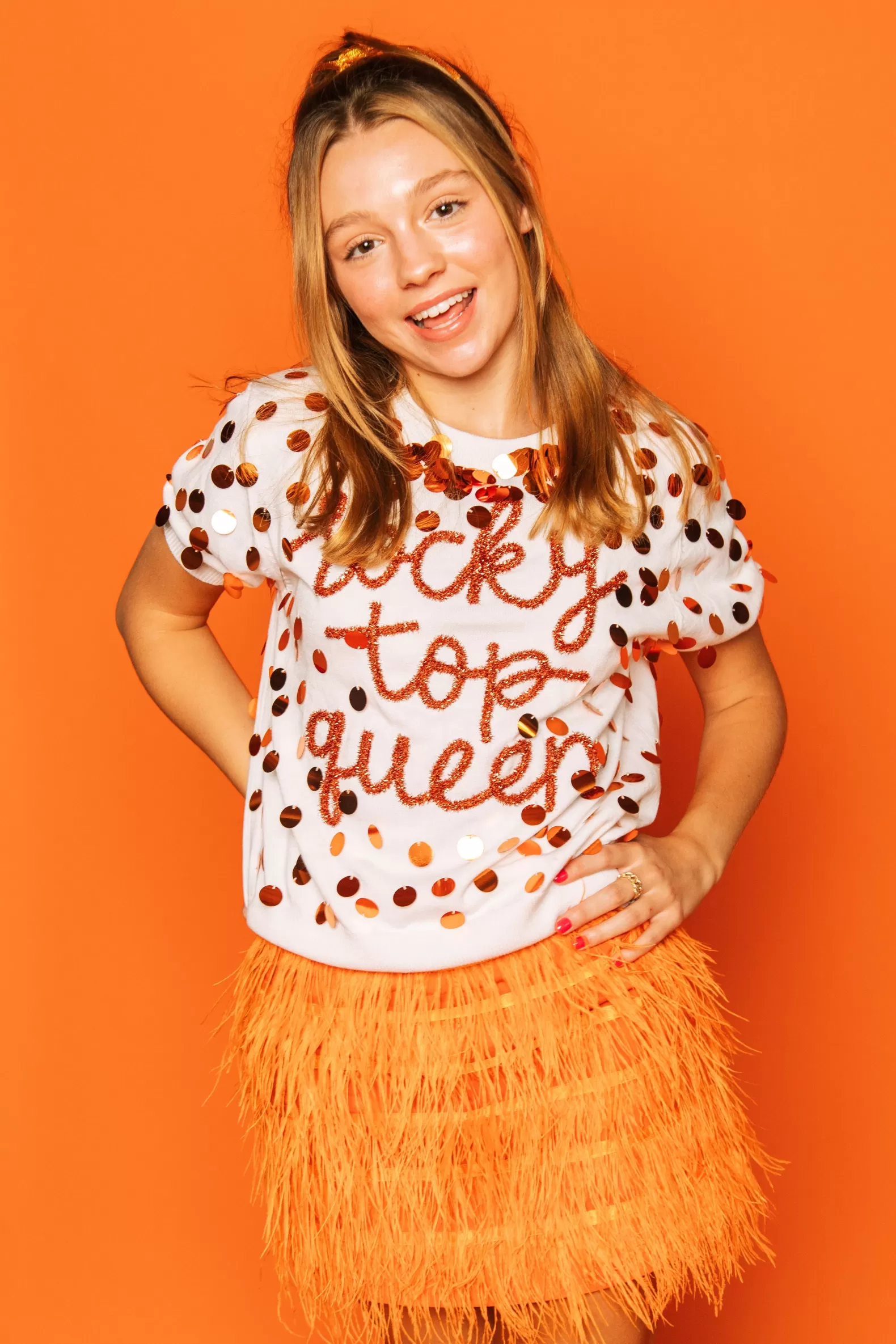 Queen of Sparkles Skirts<Orange Feather Skirt
