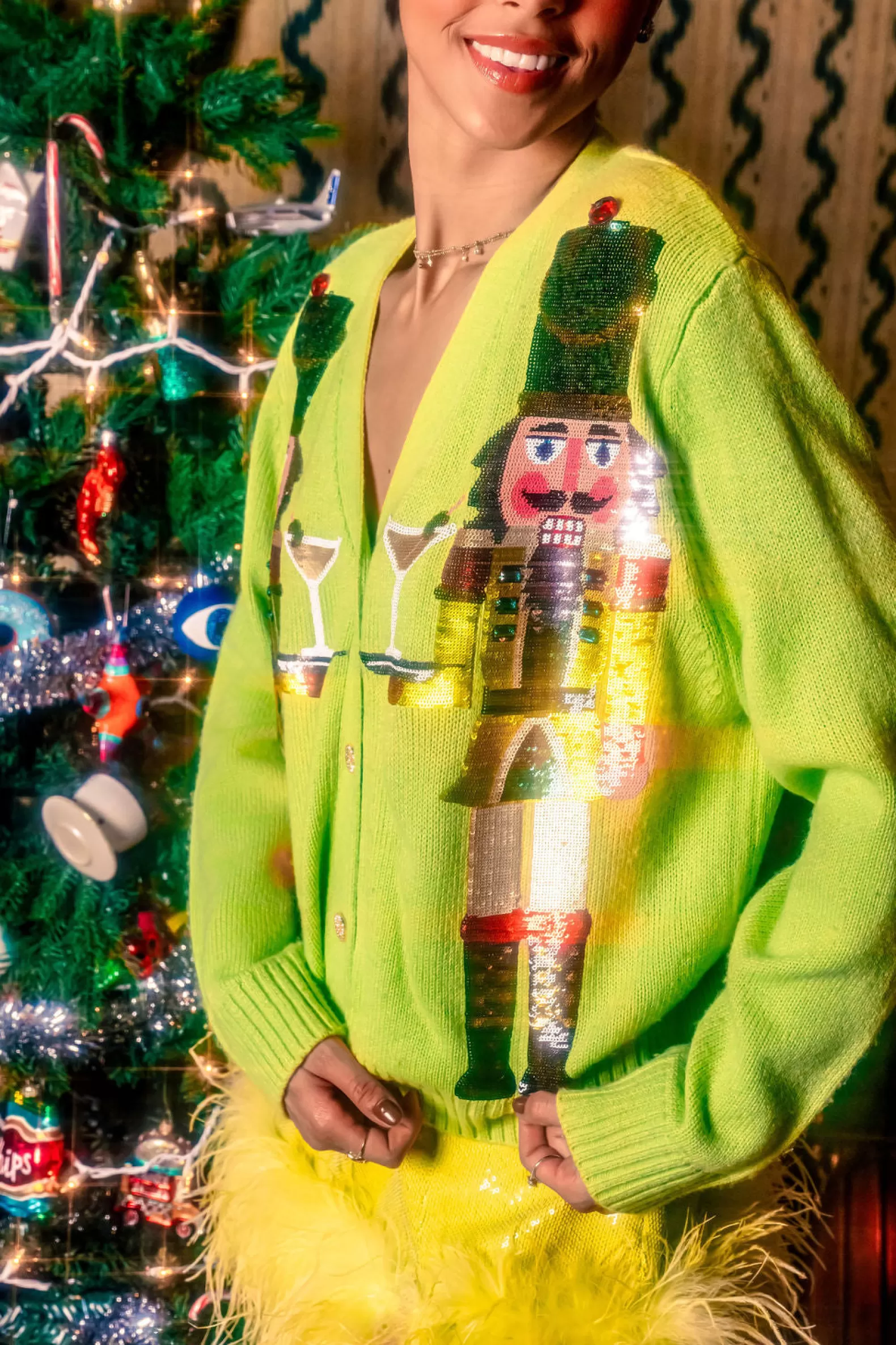 Queen of Sparkles Sweaters<Martini Nutcracker Cardigan Pale Green