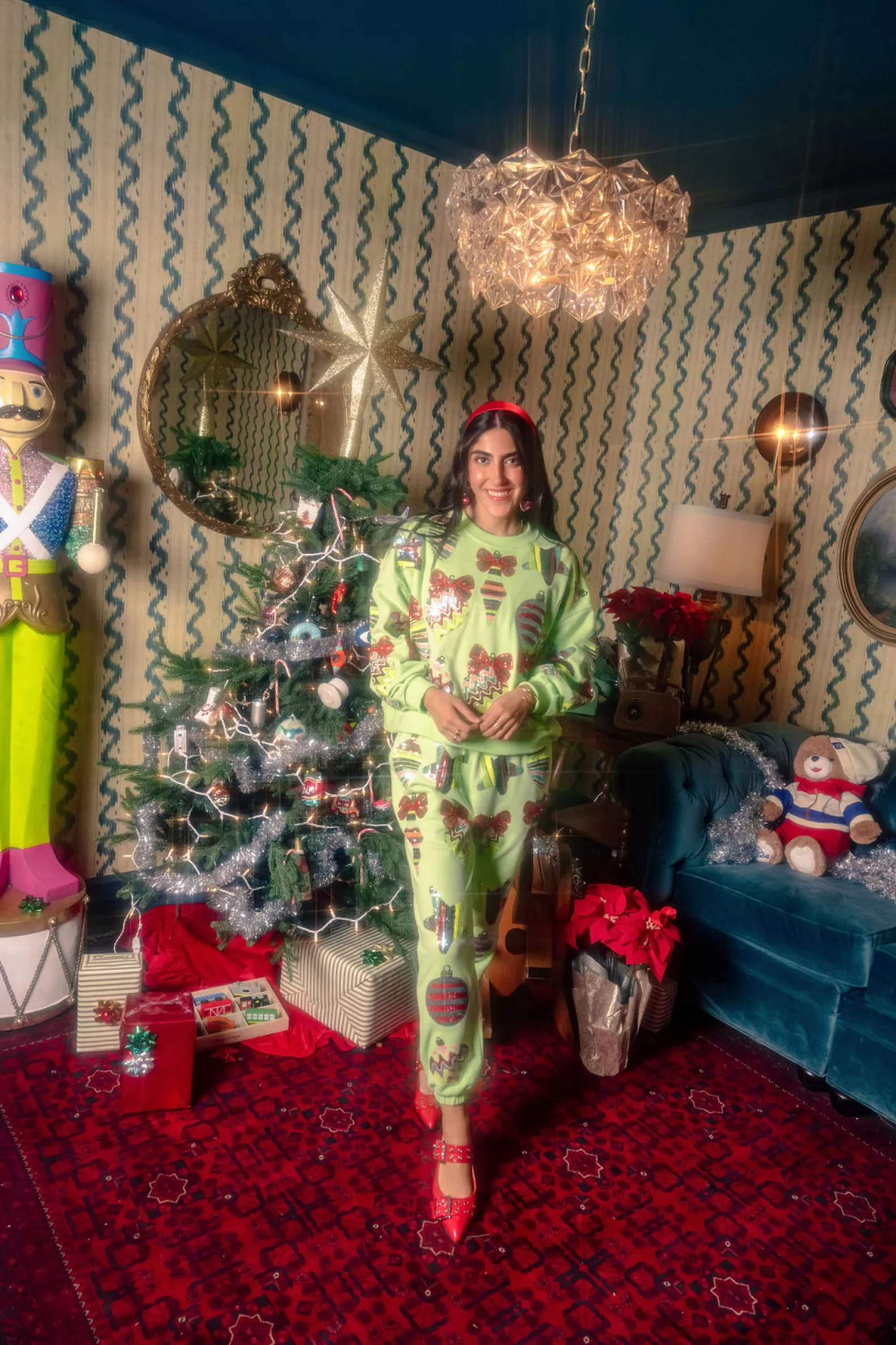Queen of Sparkles Pants | Sets<Patterned Ornament & Bows Jogger Pale Green