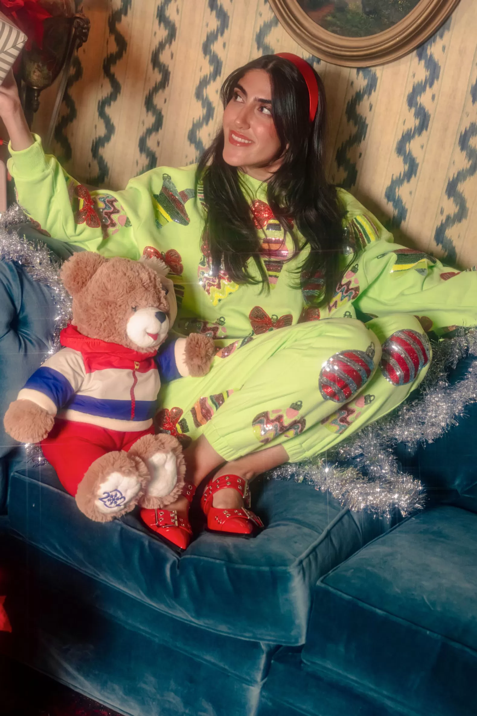 Queen of Sparkles Sets | Sweatshirts<Patterned Ornament & Bows Sweatshirt Pale Green