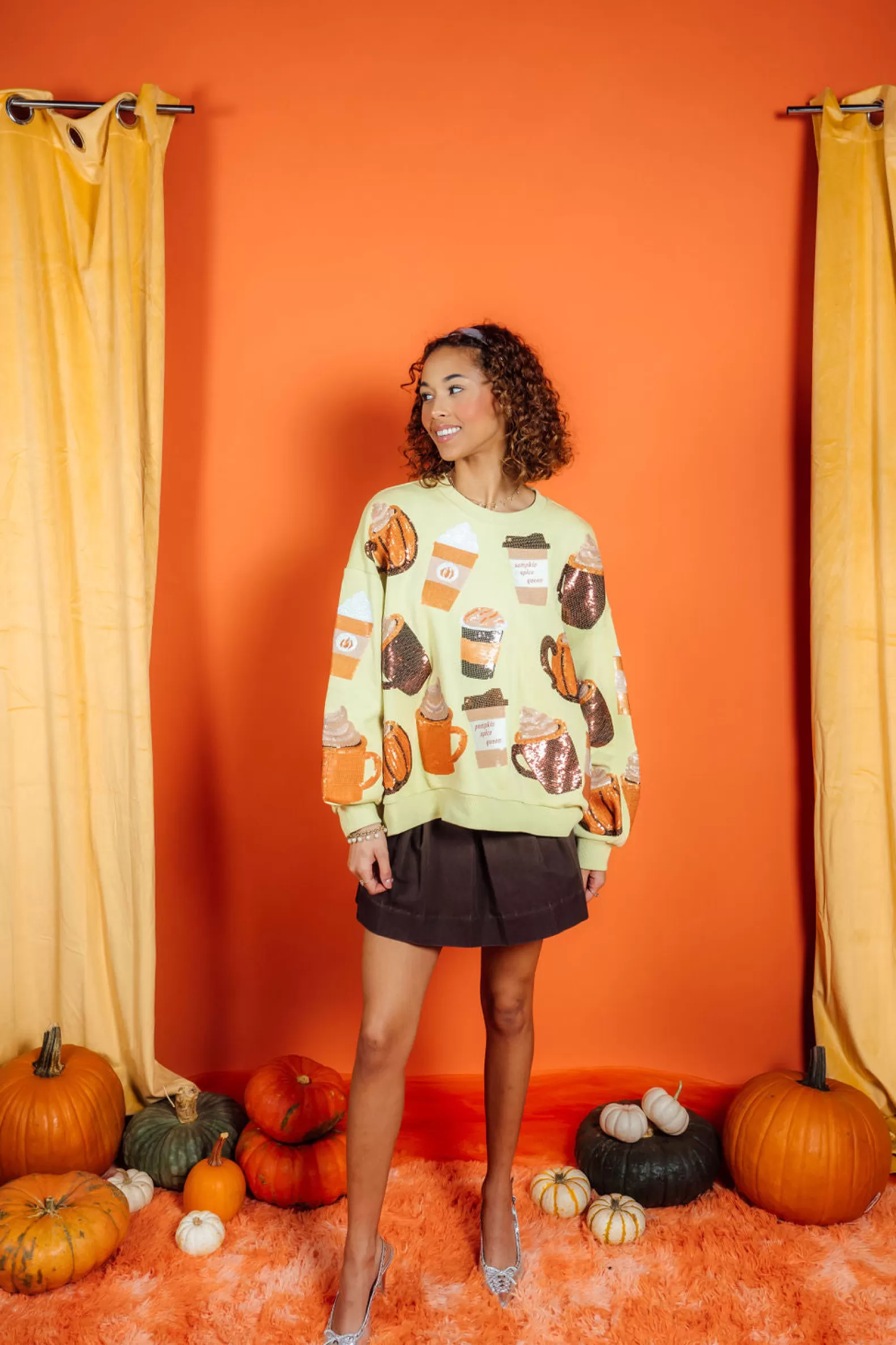 Queen of Sparkles Sweatshirts<Pale Green Pumpkin Spice Queen Sweatshirt Mint Green