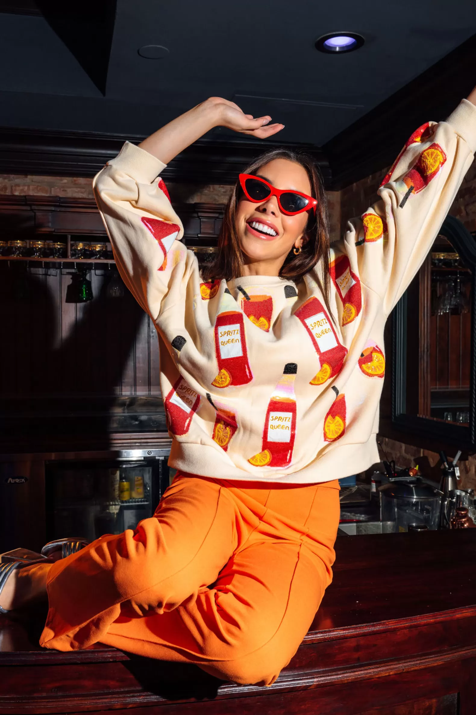 Queen of Sparkles Sweatshirts<Spritz Queen All Over Sweatshirt Pale Yellow