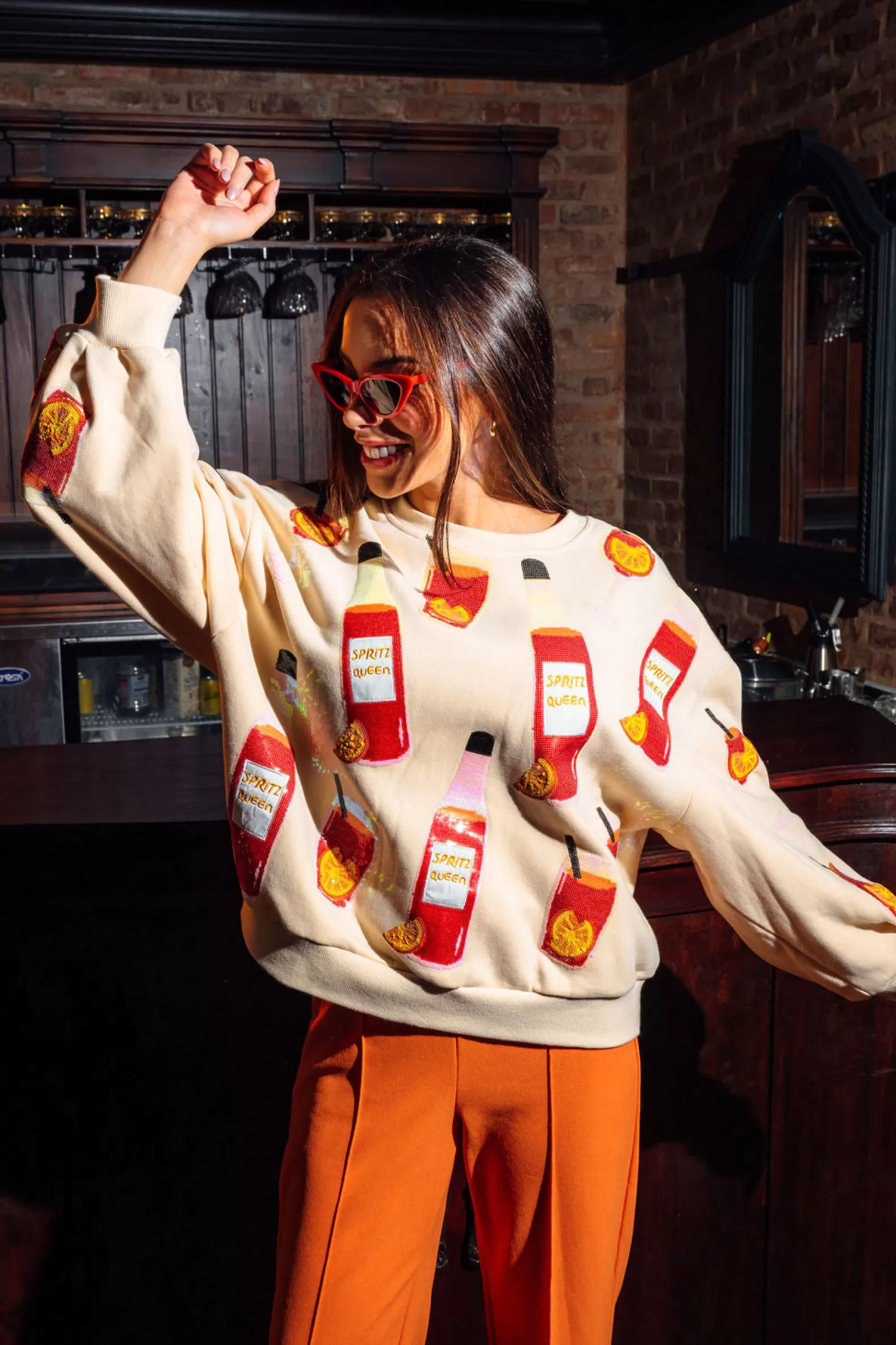 Queen of Sparkles Sweatshirts<Spritz Queen All Over Sweatshirt Pale Yellow