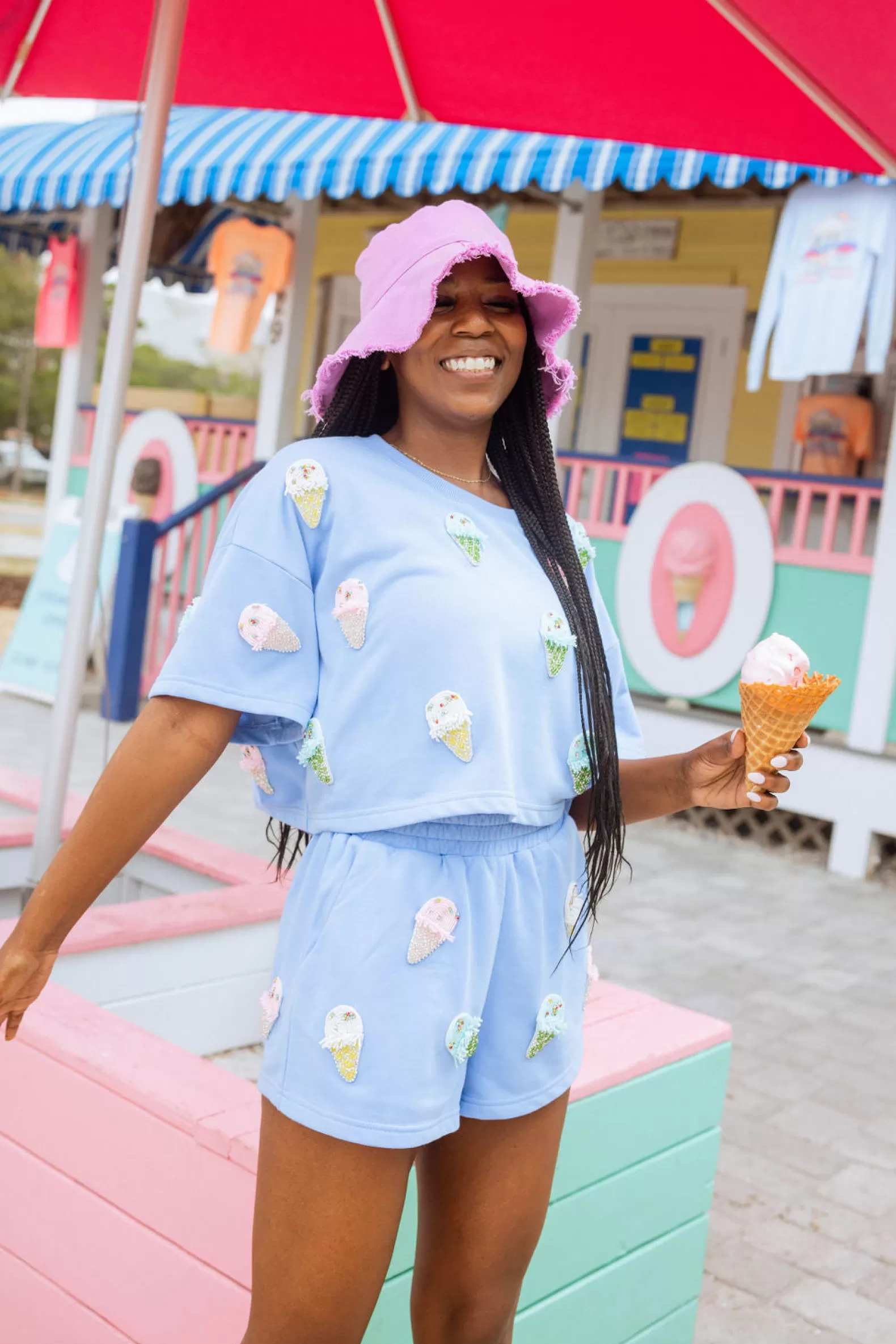 Queen of Sparkles Shorts | Sets<Beaded Ice Cream Short Periwinkle