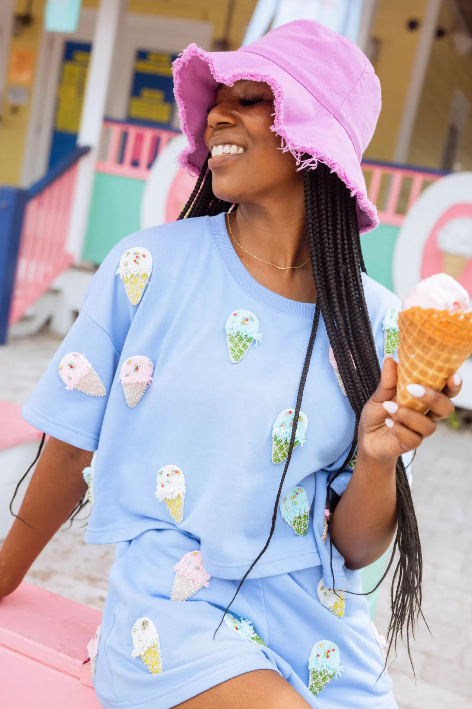 Queen of Sparkles Tops | Sets<Beaded Ice Cream Top Periwinkle