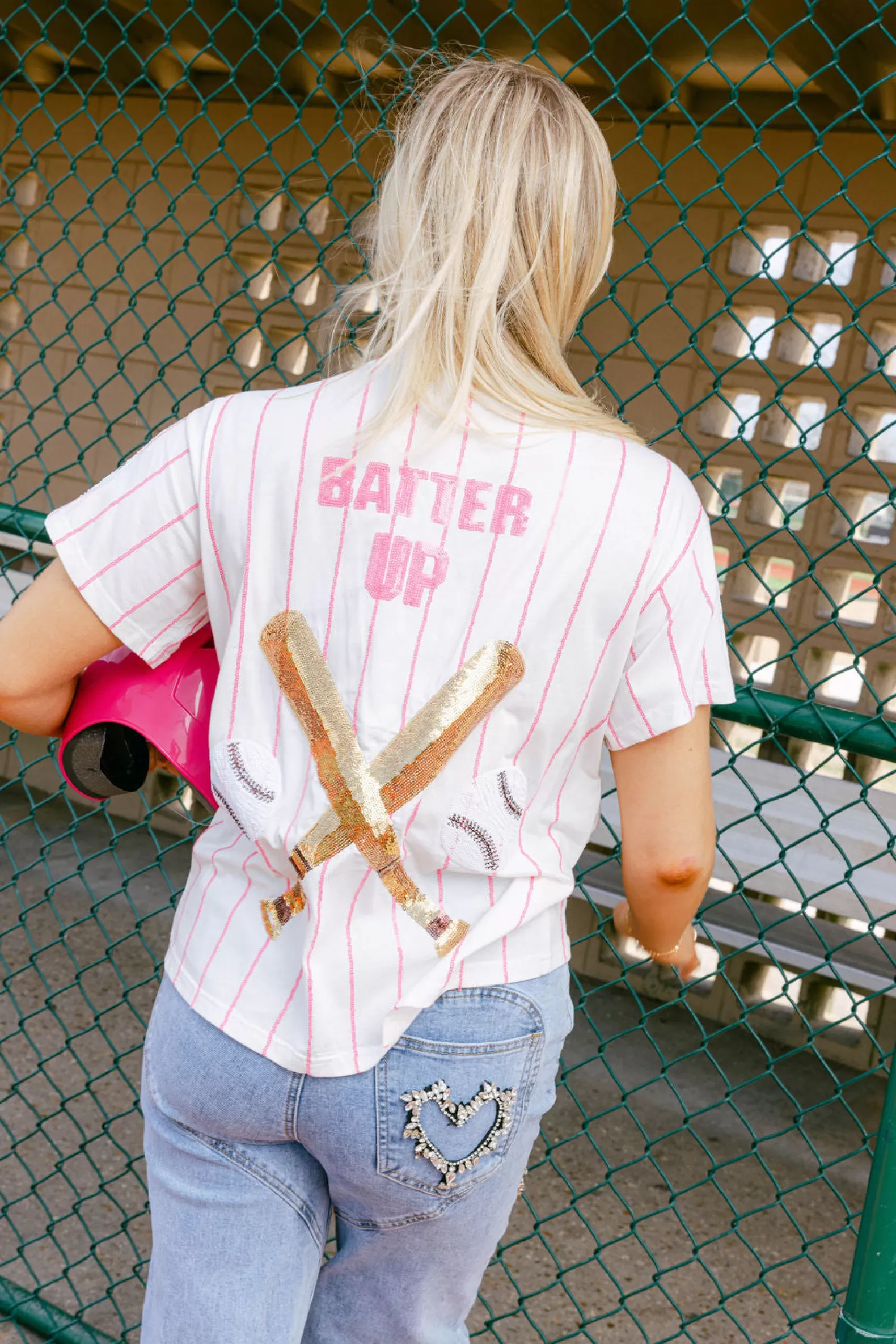 Queen of Sparkles Tees<Batter Up Tee Pink