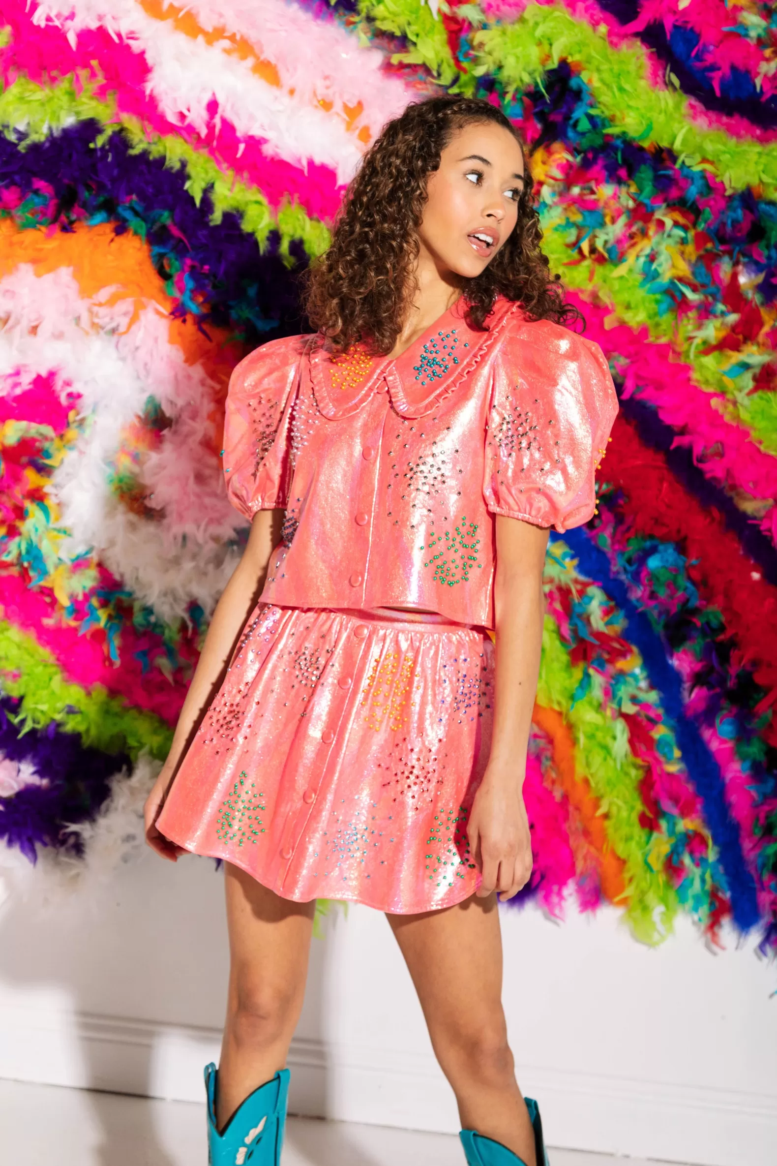 Queen of Sparkles Skirts<Pink Iridescent Pearl Cluster Skirt