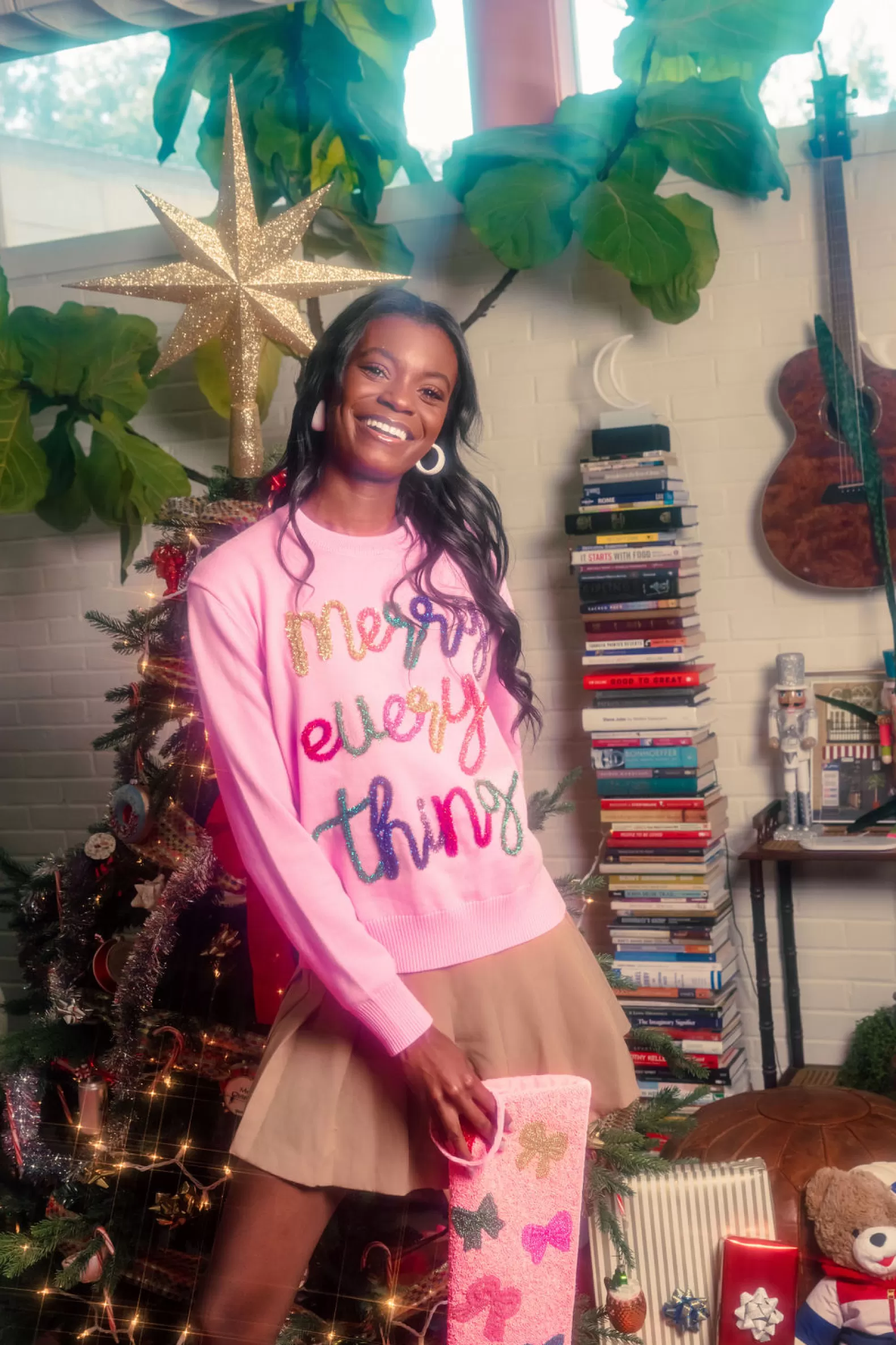 Queen of Sparkles Sweaters<Pink Merry Everything Glitter Script Sweater