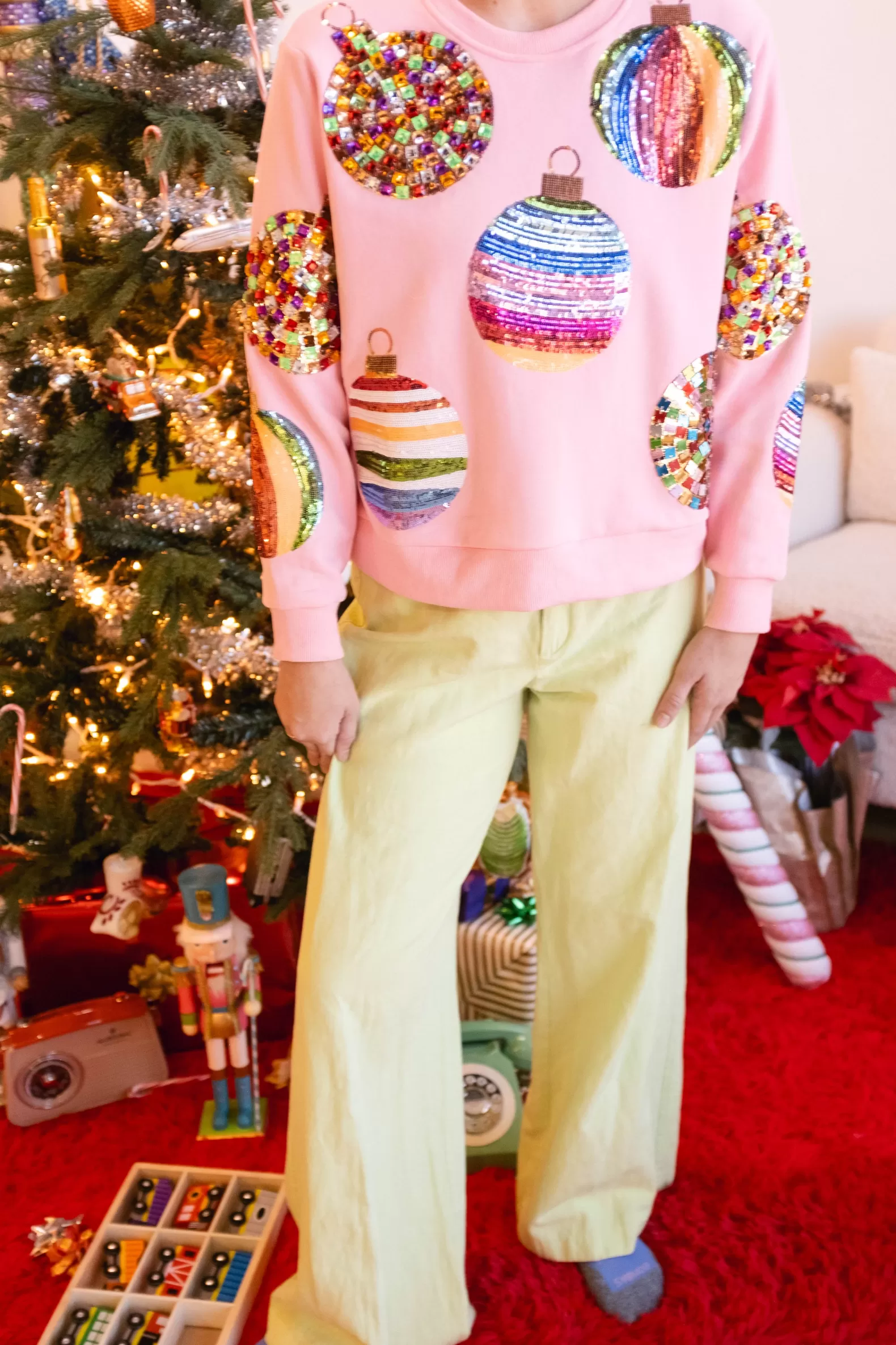 Queen of Sparkles Sweatshirts<Pink Ornament Sweatshirt