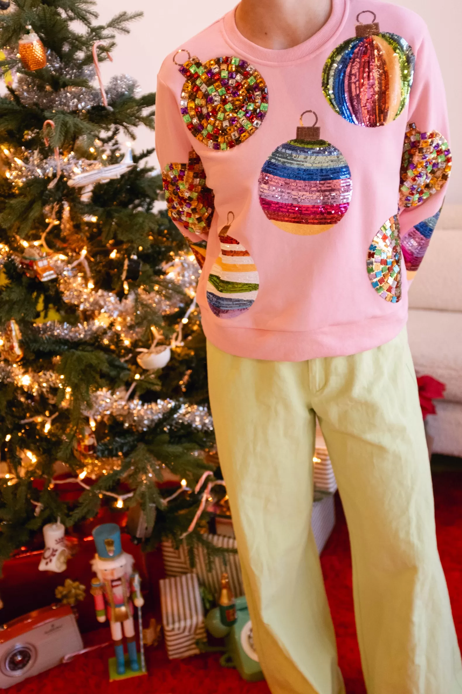 Queen of Sparkles Sweatshirts<Pink Ornament Sweatshirt