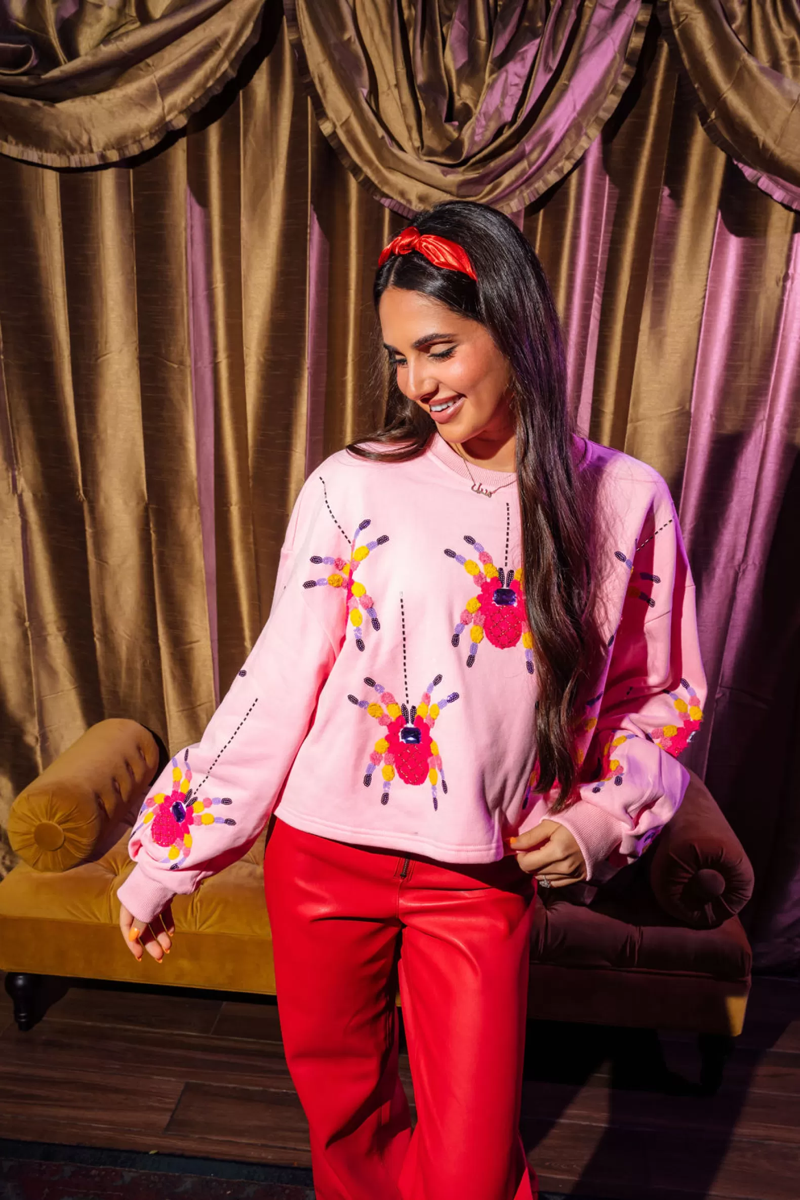 Queen of Sparkles Sets | Sweatshirts<Scattered Spider Sweatshirt Pink