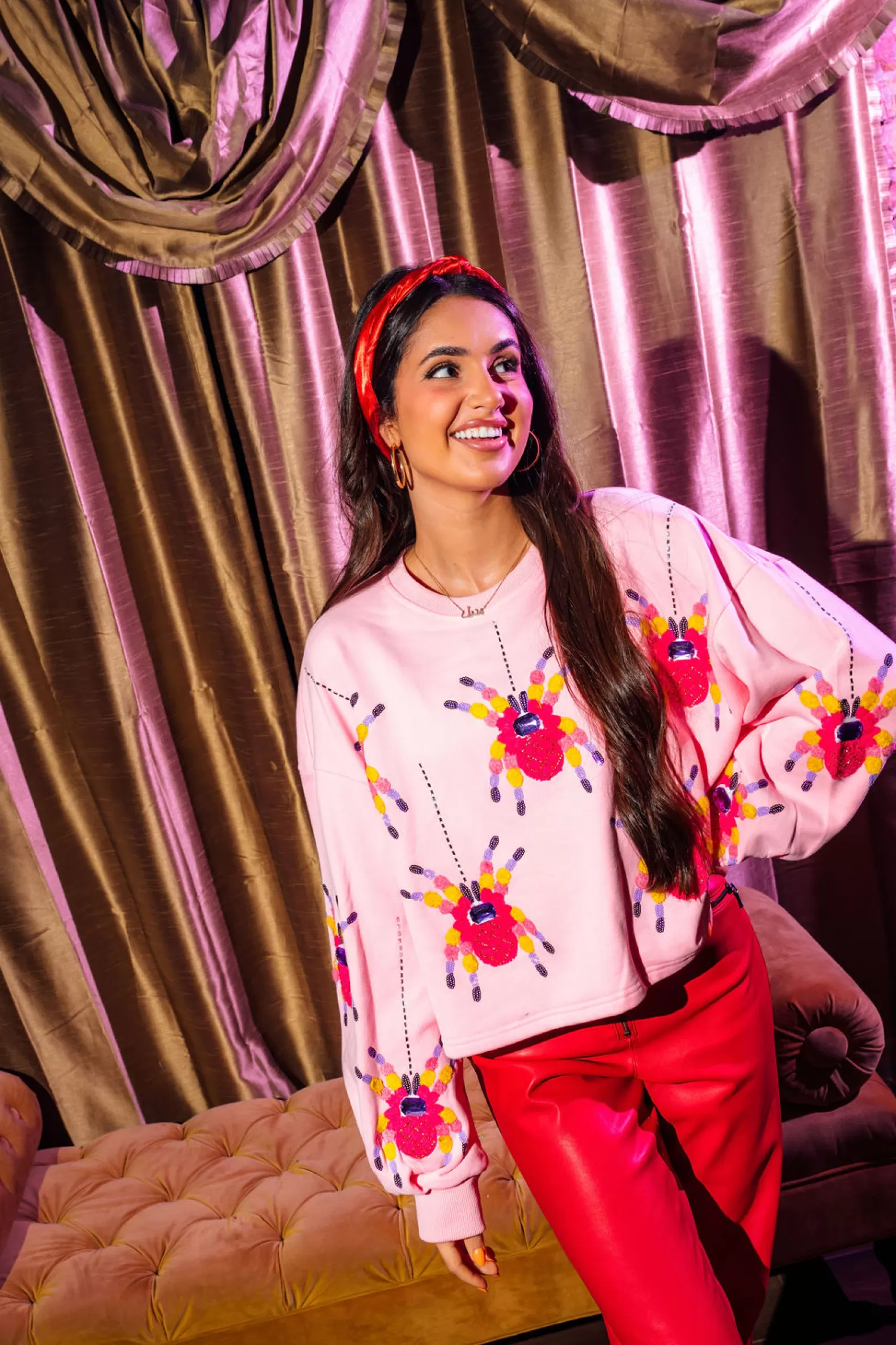 Queen of Sparkles Sets | Sweatshirts<Scattered Spider Sweatshirt Pink