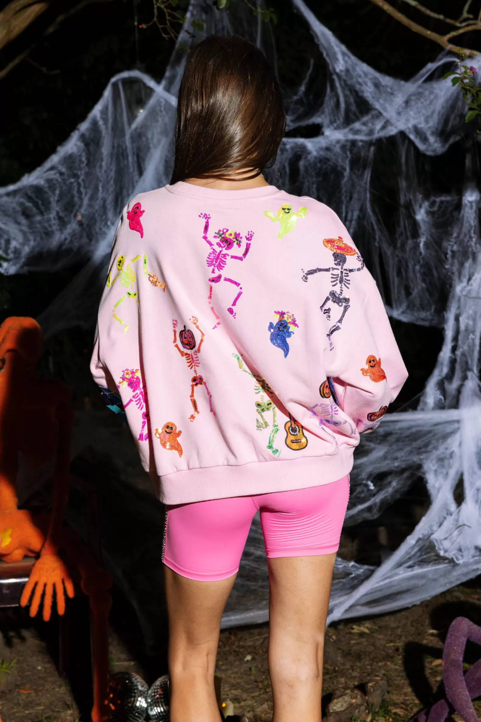 Queen of Sparkles Sweatshirts<Skeleton Disco Party Sweatshirt Pink
