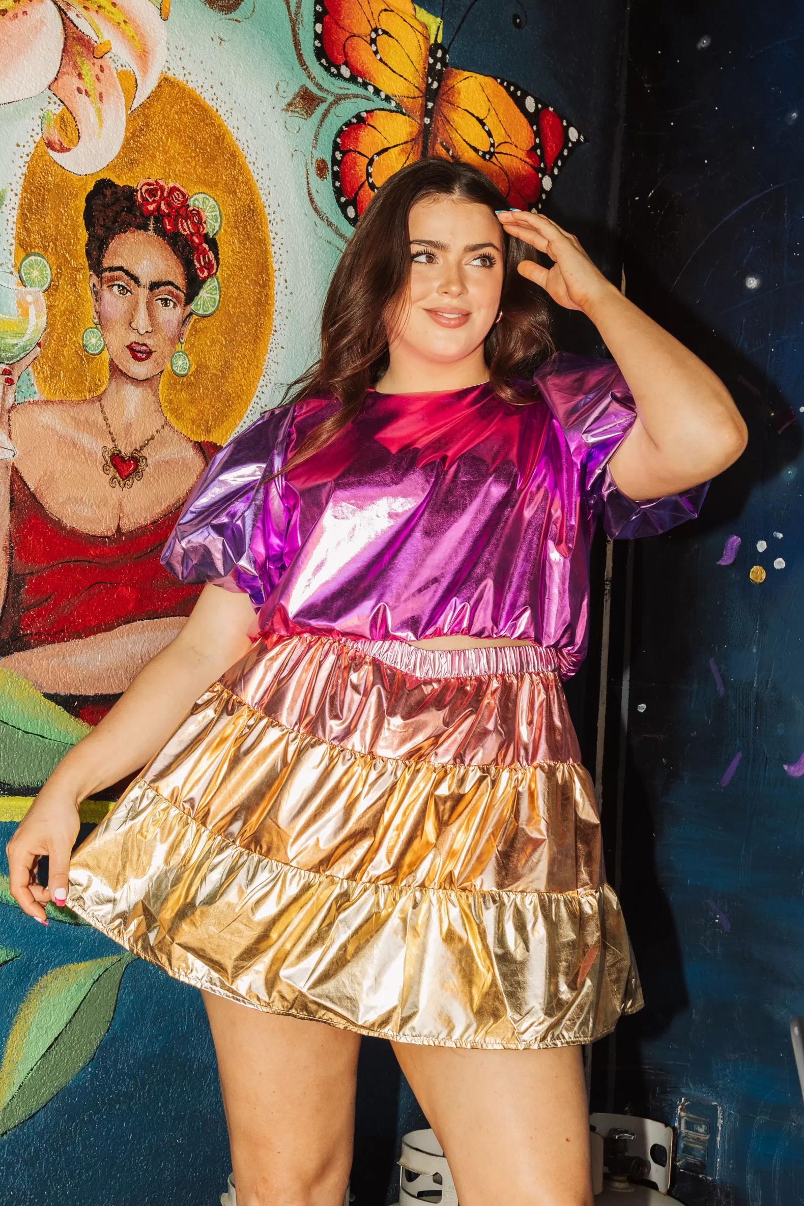 Queen of Sparkles Skirts<Pink/Gold Metallic Mini Skort