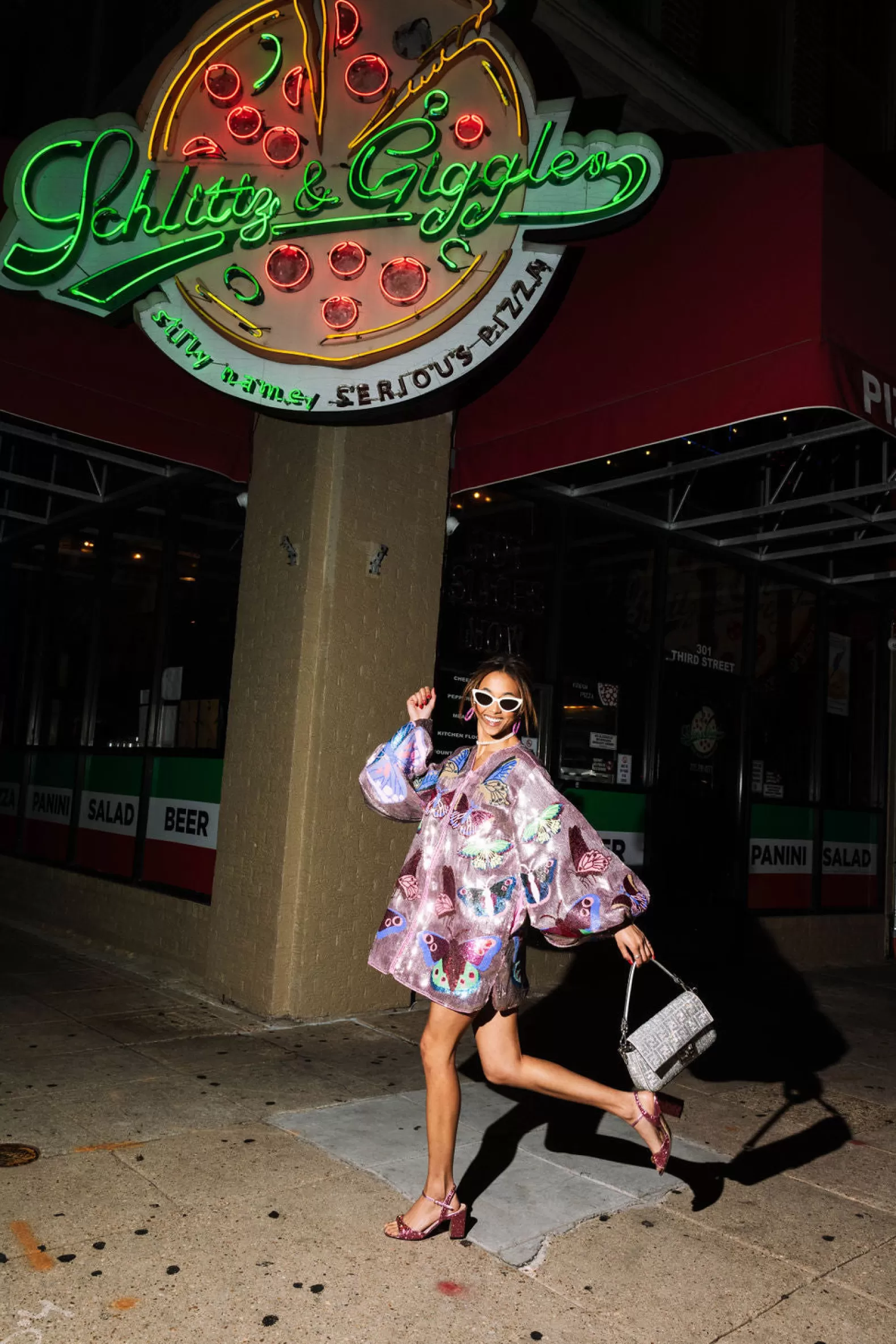Queen of Sparkles Dresses<PREORDER- Butterfly Balloon Sleeve Zip Up Dress Multi