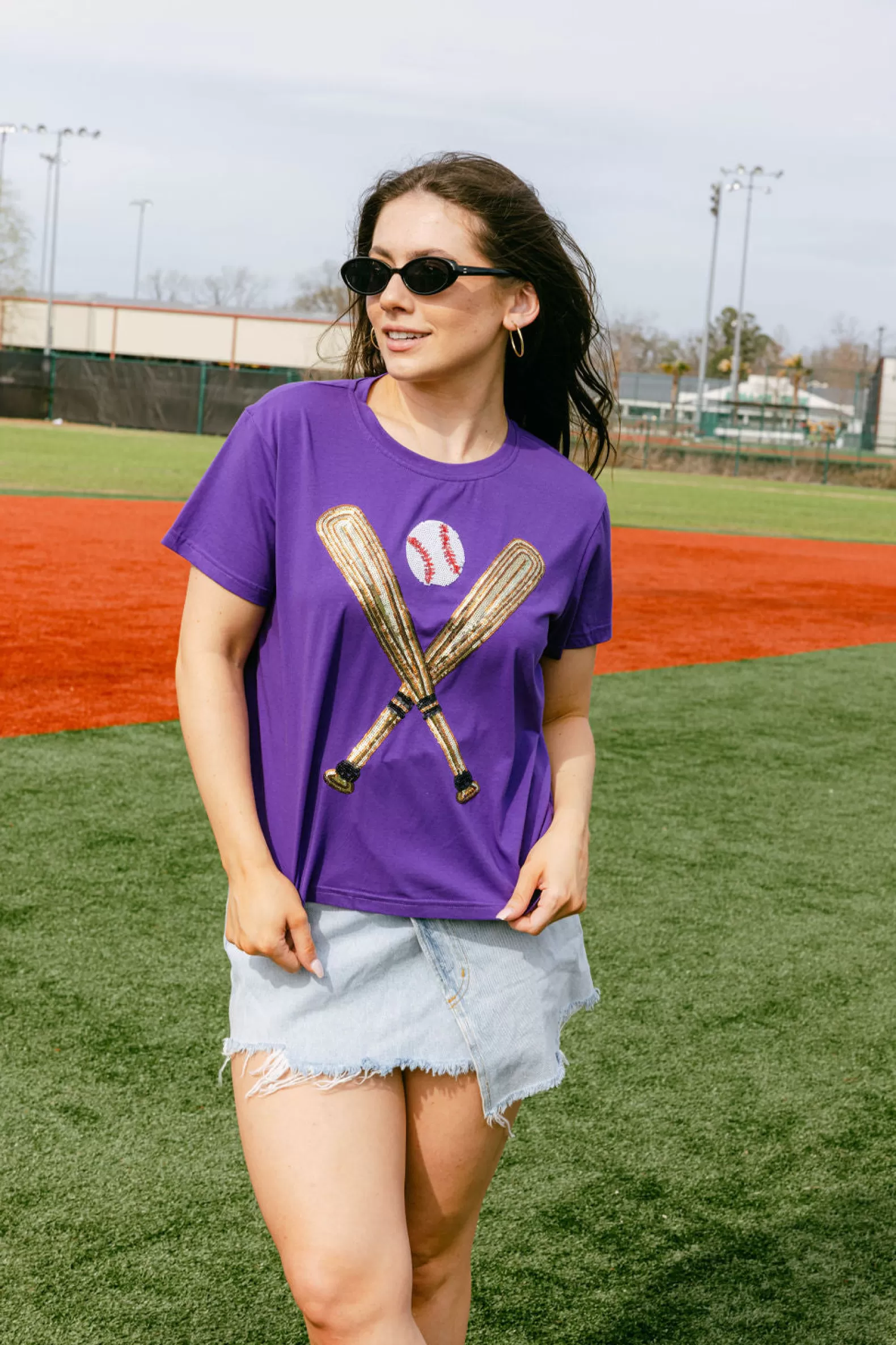 Queen of Sparkles Tees<& Gold Baseball Tee Purple