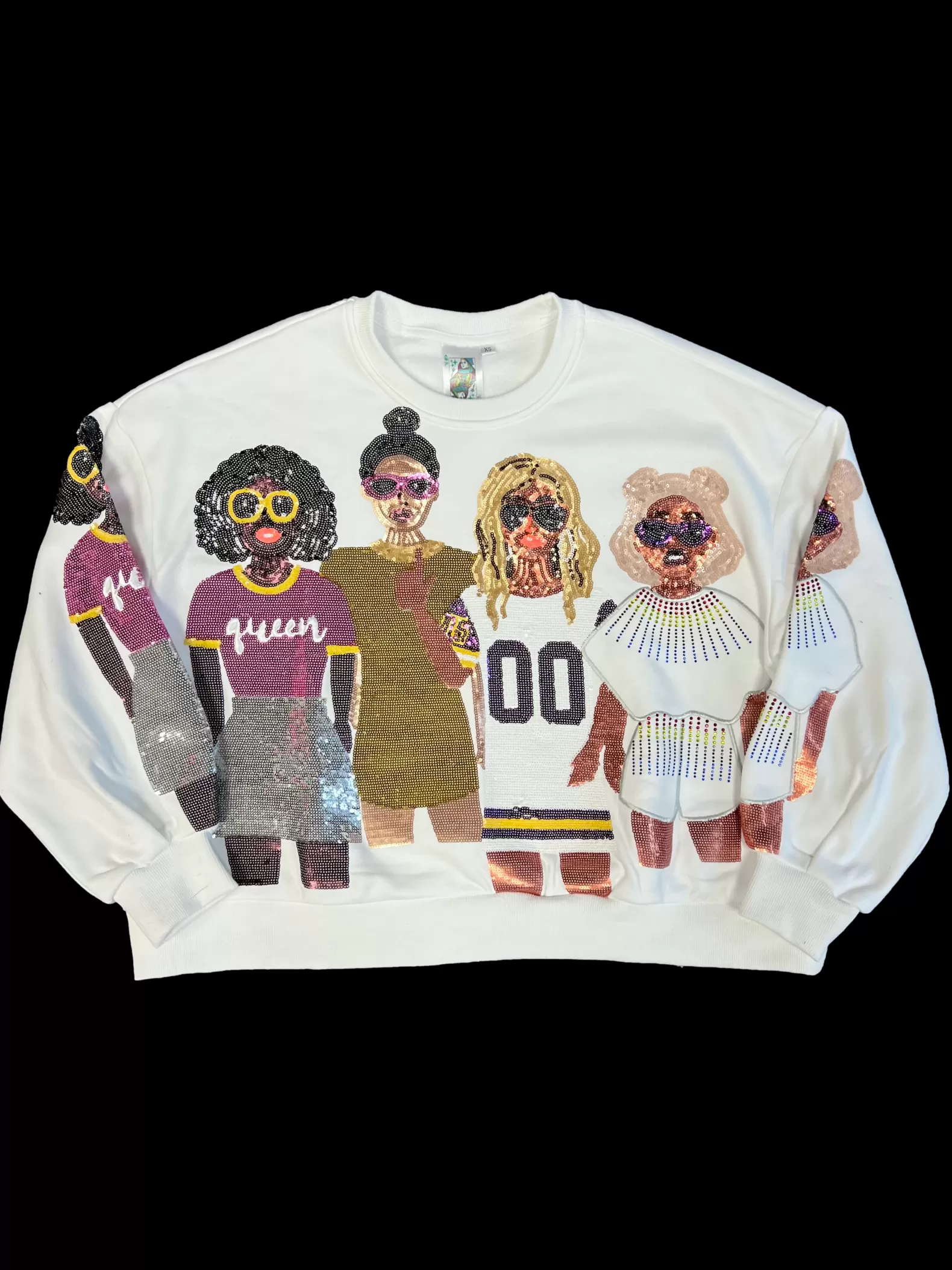 Queen of Sparkles Sweatshirts<Purple & Gold Cheers Girl Sweatshirt White