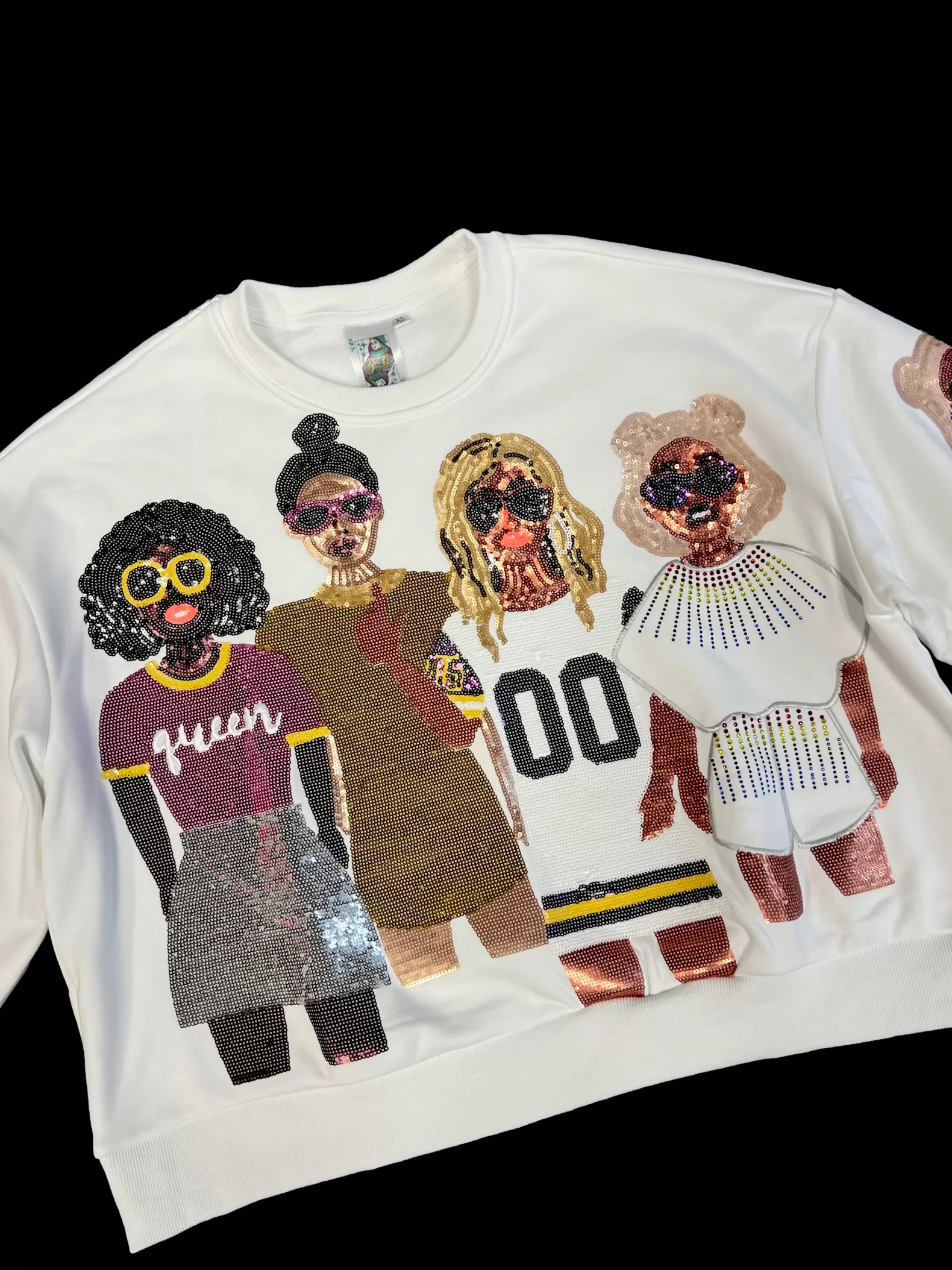 Queen of Sparkles Sweatshirts<Purple & Gold Cheers Girl Sweatshirt White