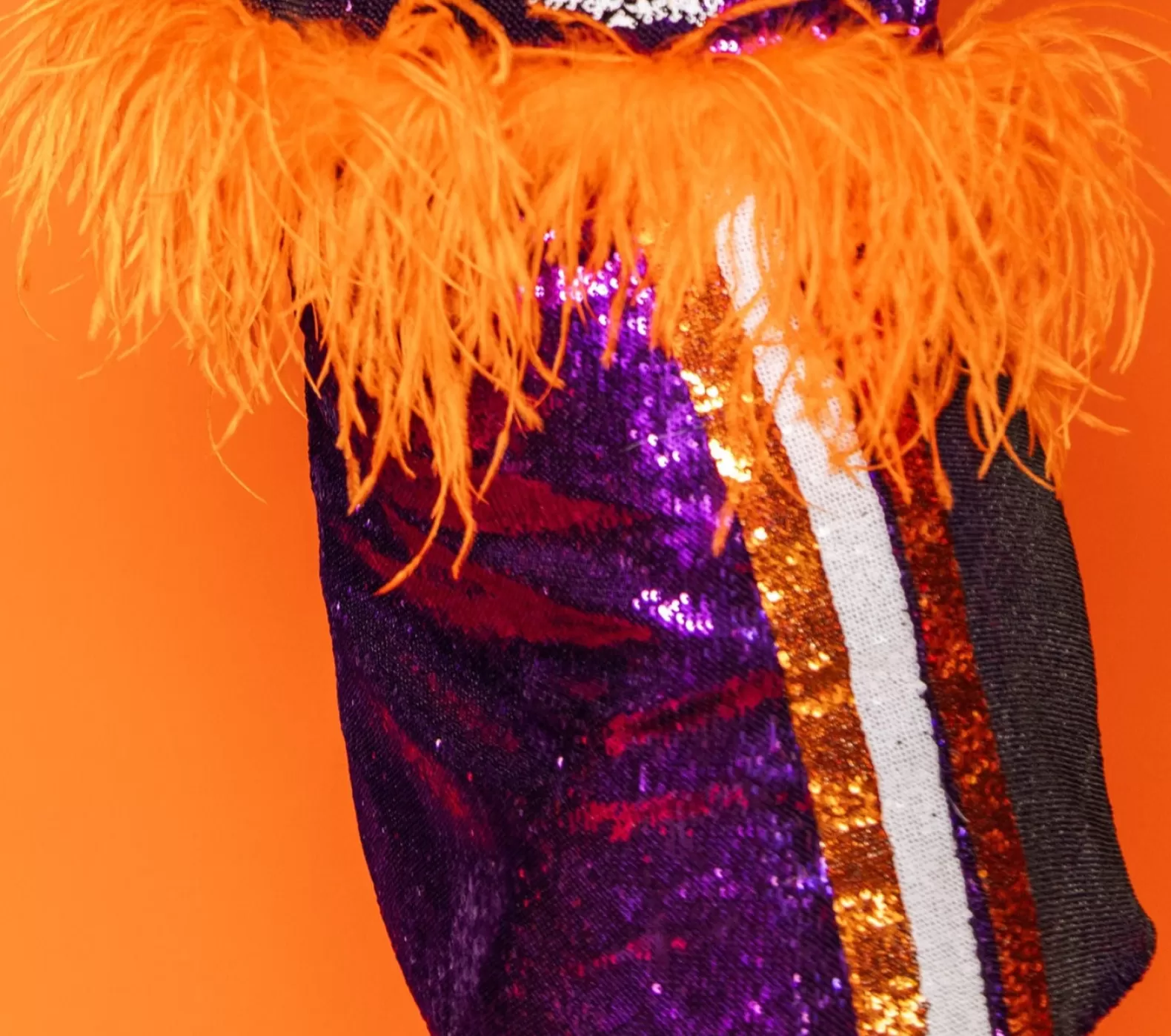 Queen of Sparkles Skirts<Purple & Orange Stripe Sequin Skirt