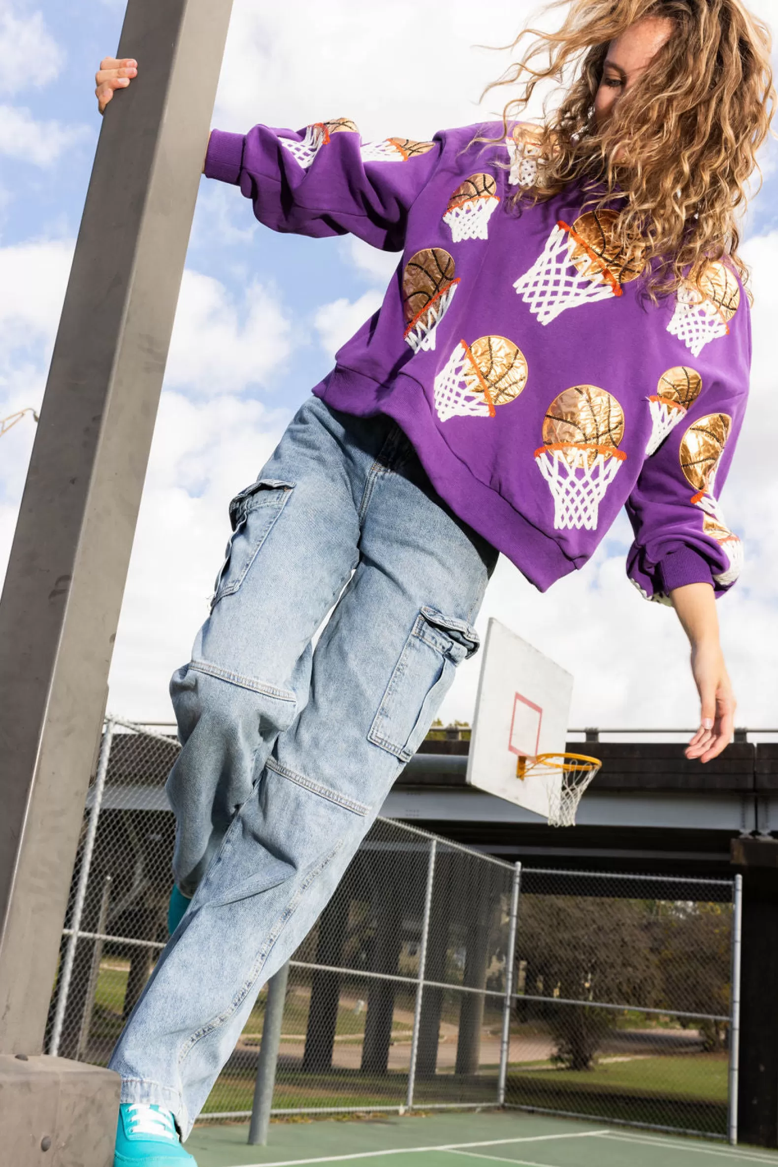 Queen of Sparkles Sweatshirts<Basketball Hoop Sweatshirt Purple