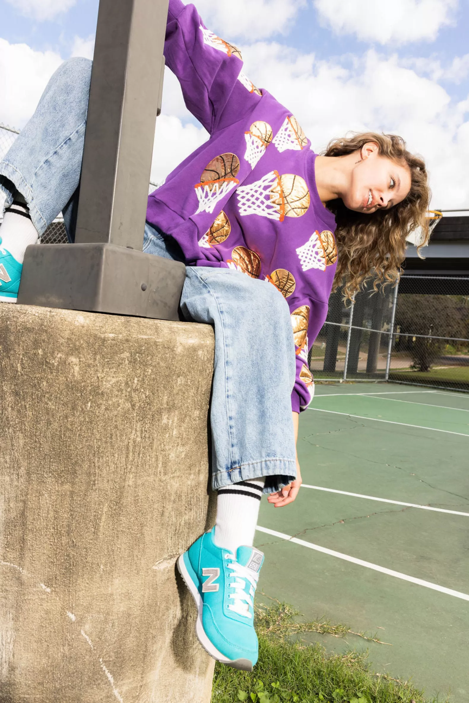 Queen of Sparkles Sweatshirts<Basketball Hoop Sweatshirt Purple