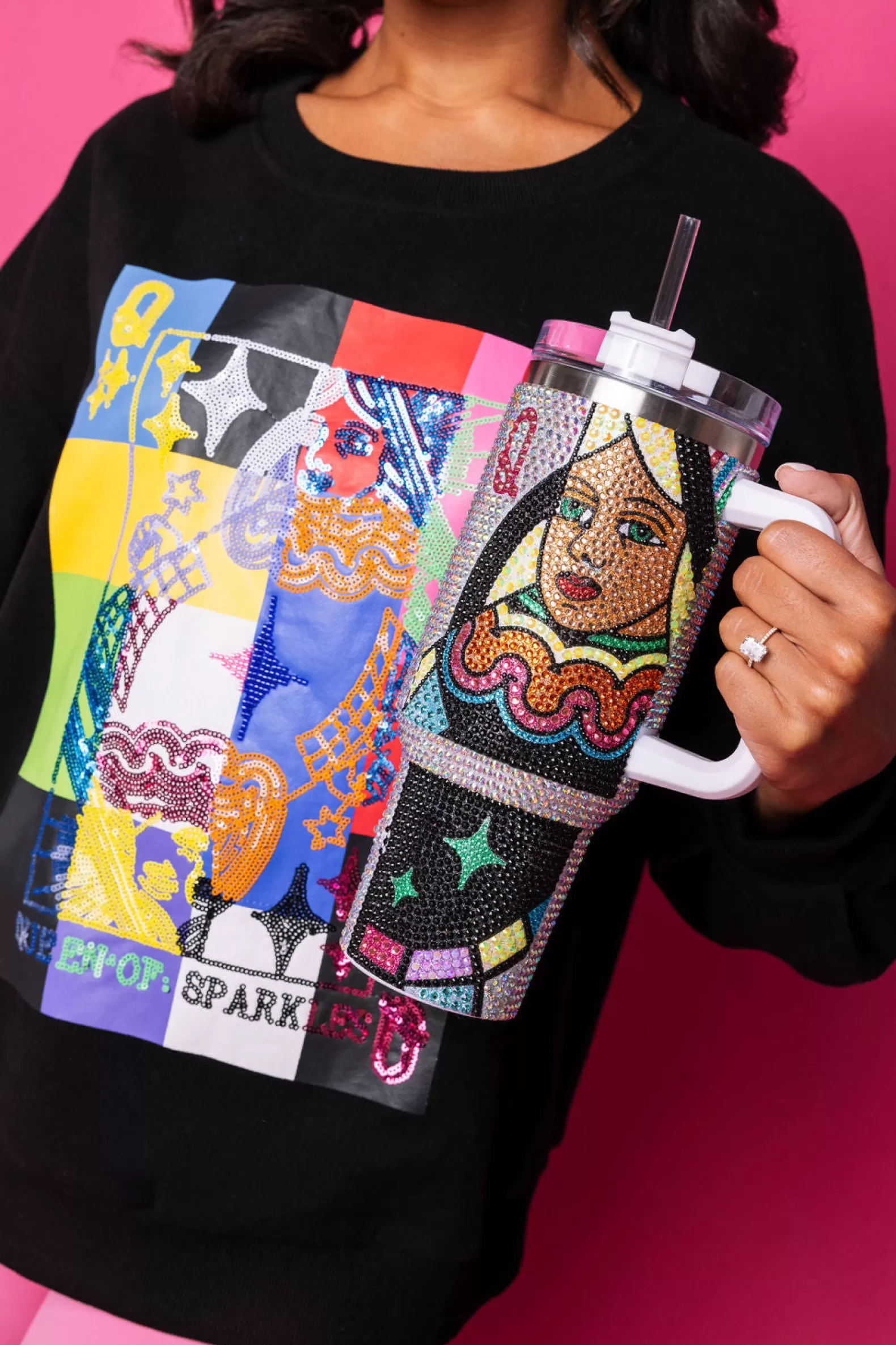Queen of Sparkles Accessories<Queen Card Rhinestone Tumbler Rainbow