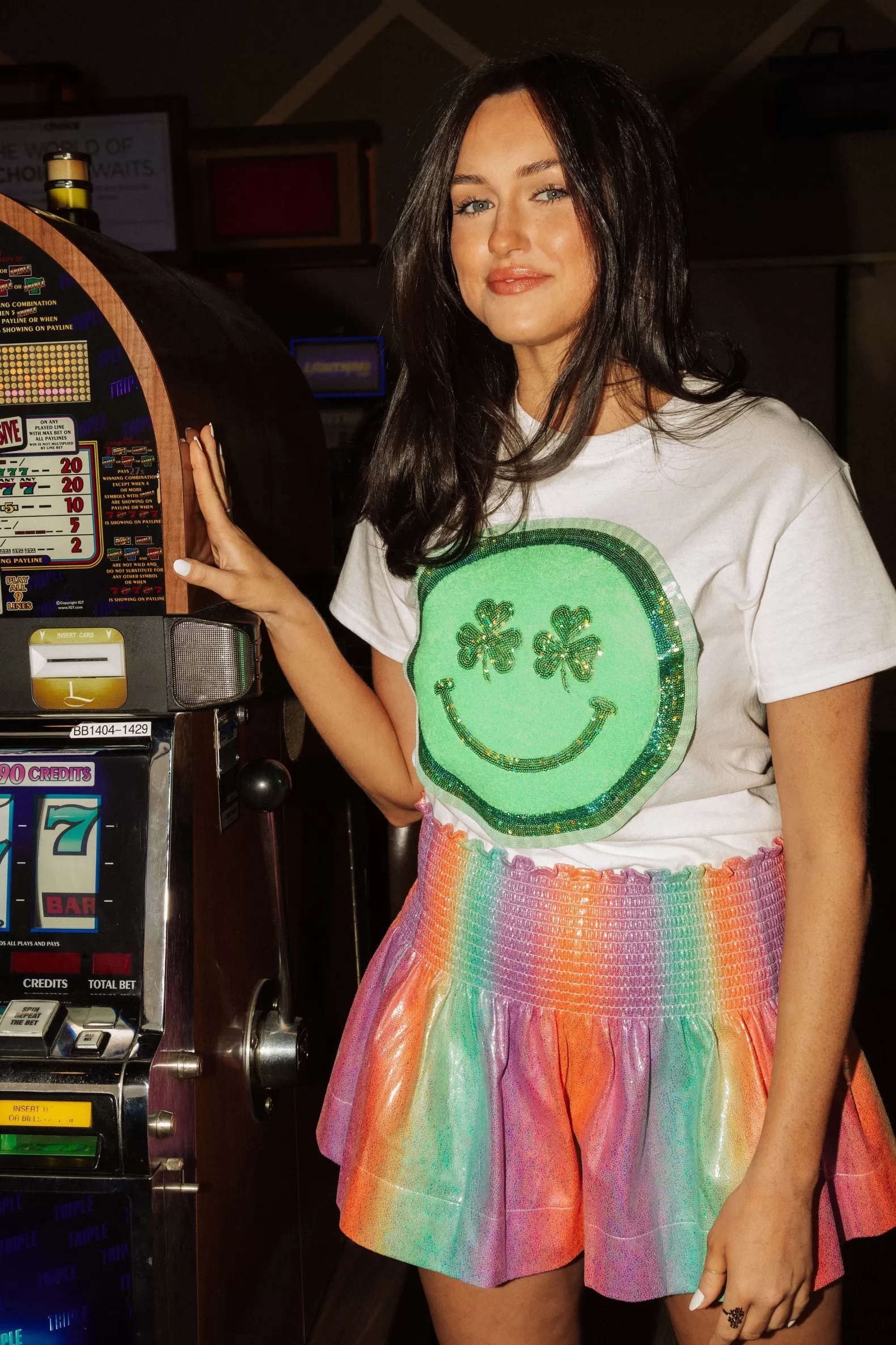 Queen of Sparkles Shorts<Rainbow Leather Smocked Shorts