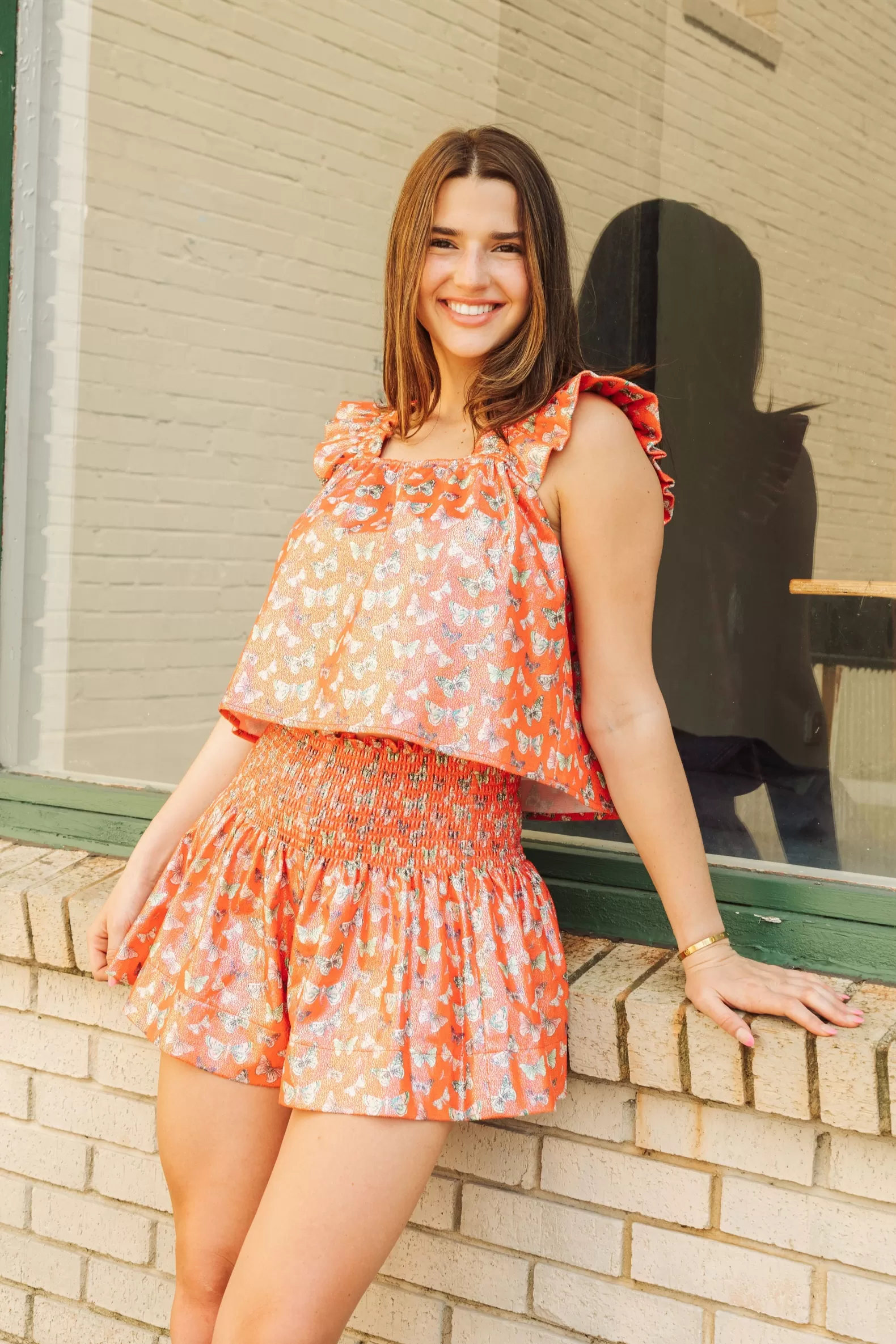 Queen of Sparkles Tops<Red Butterfly Ruffle Tank