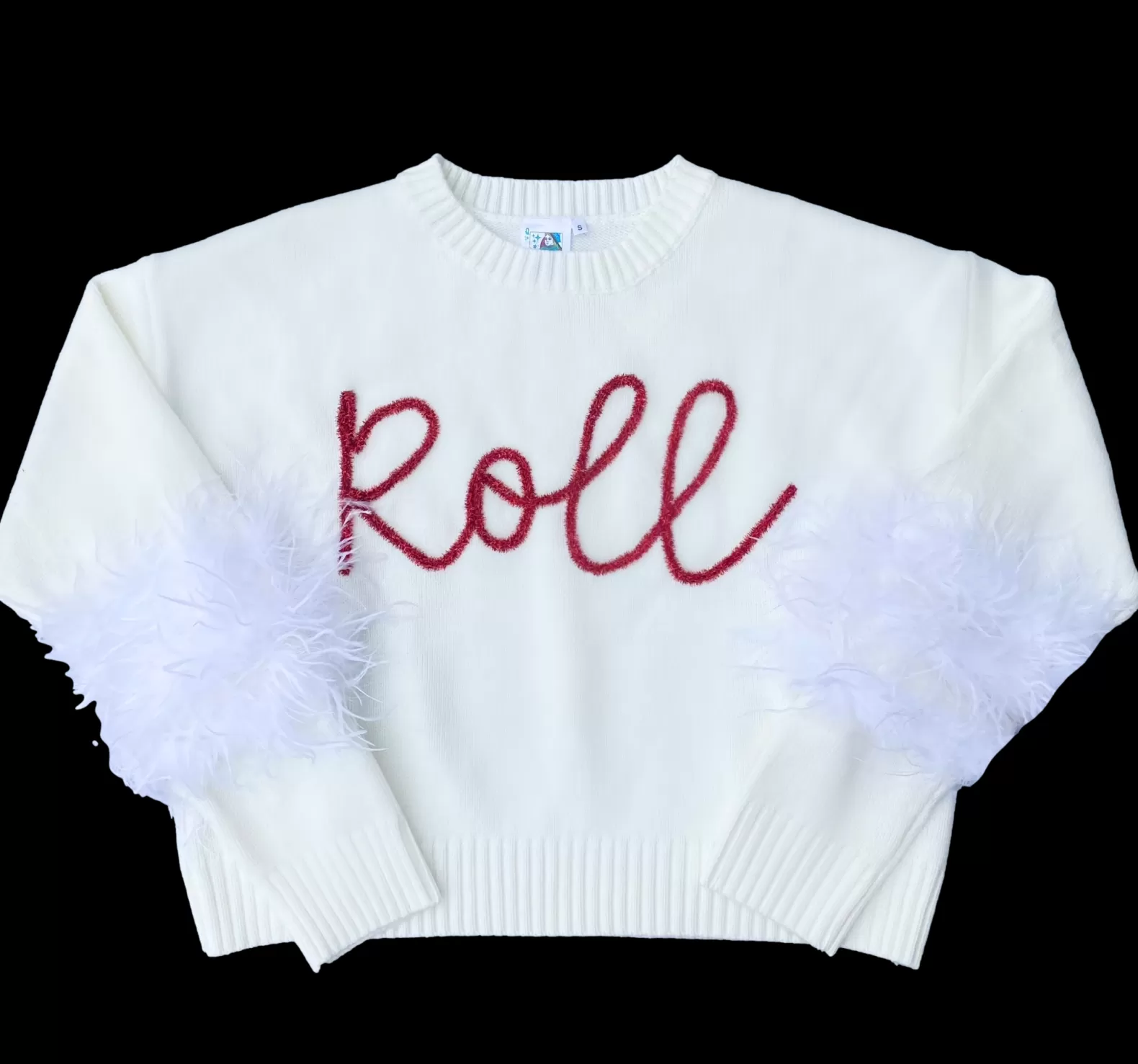 Queen of Sparkles Sweaters<Roll Feather Sleeve Sweater- licensed