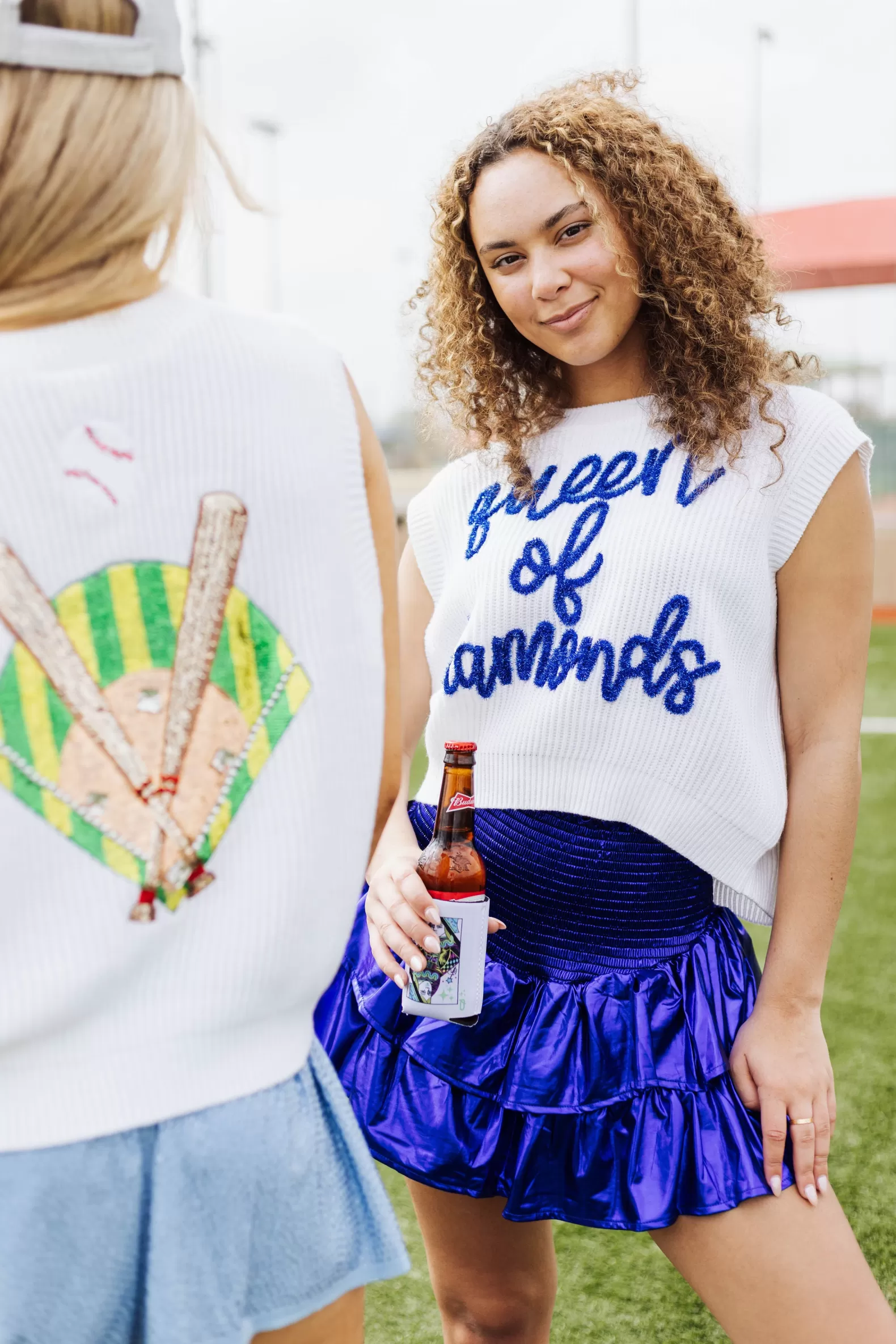 Queen of Sparkles Skirts<Royal Blue Metallic Smocked Ruffle Skort