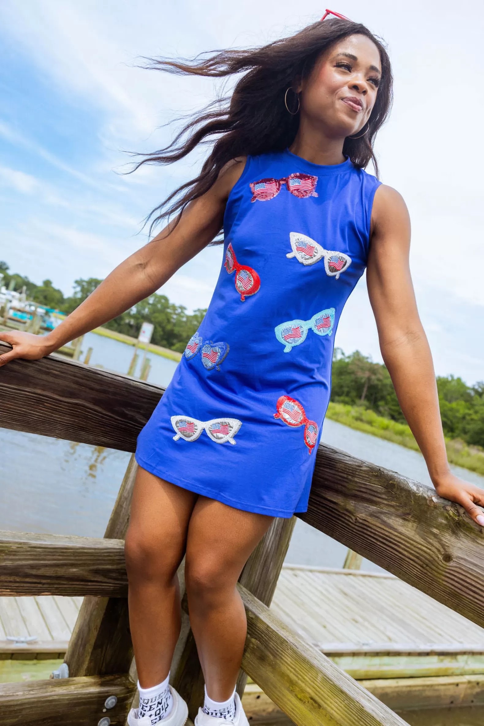 Queen of Sparkles Dresses<Sunglass Tank Dress Royal Blue