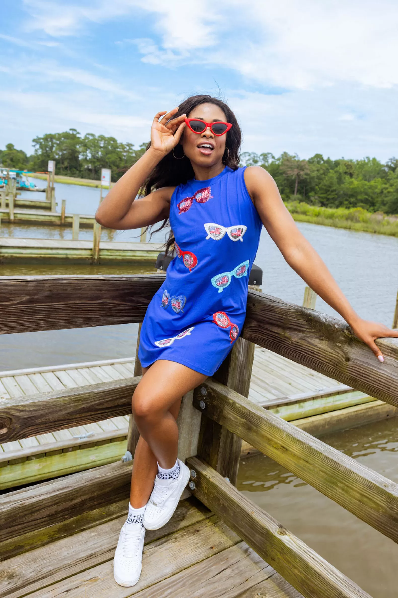 Queen of Sparkles Dresses<Sunglass Tank Dress Royal Blue
