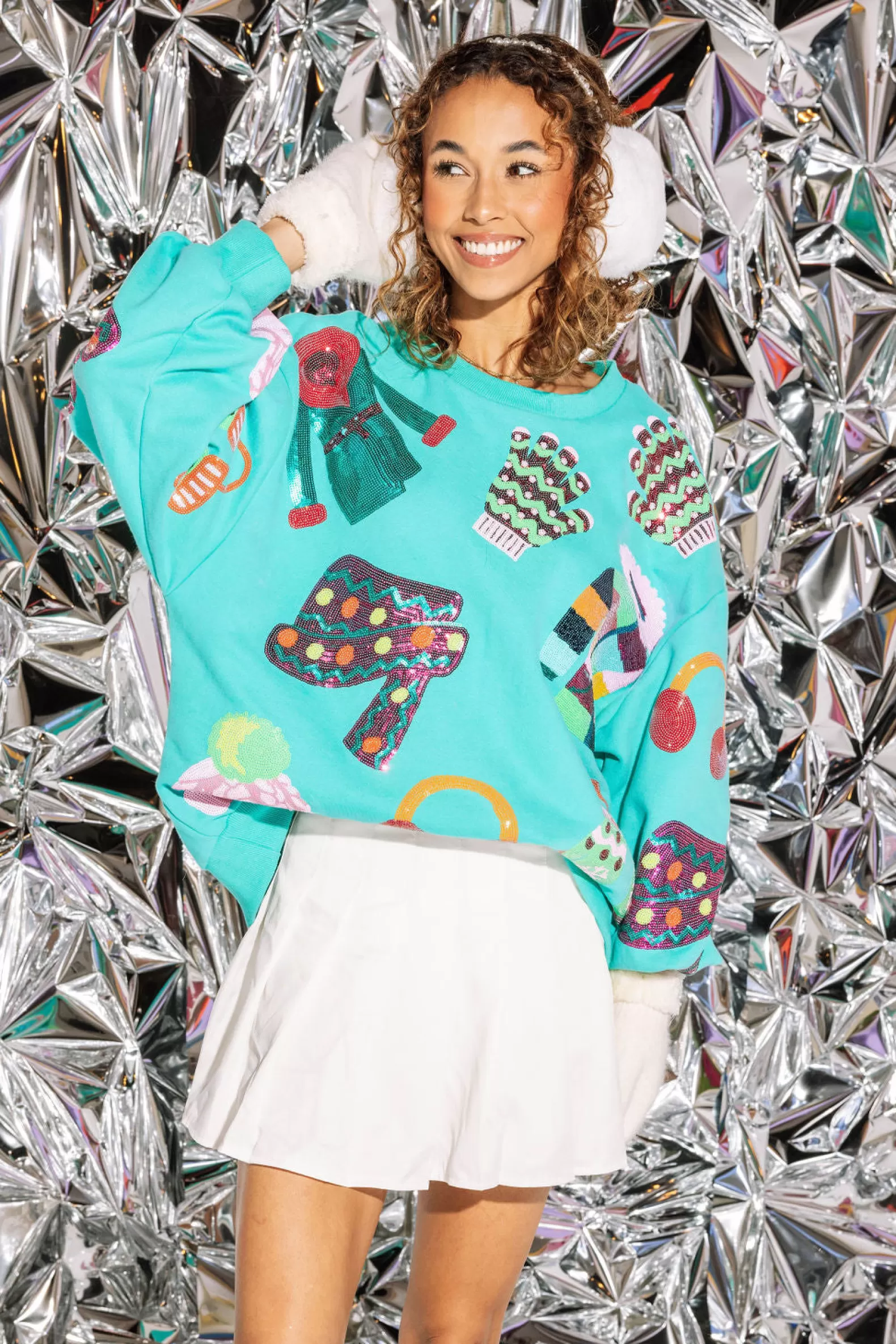 Queen of Sparkles Sweatshirts<Winter Snow Gear Sweatshirt Teal