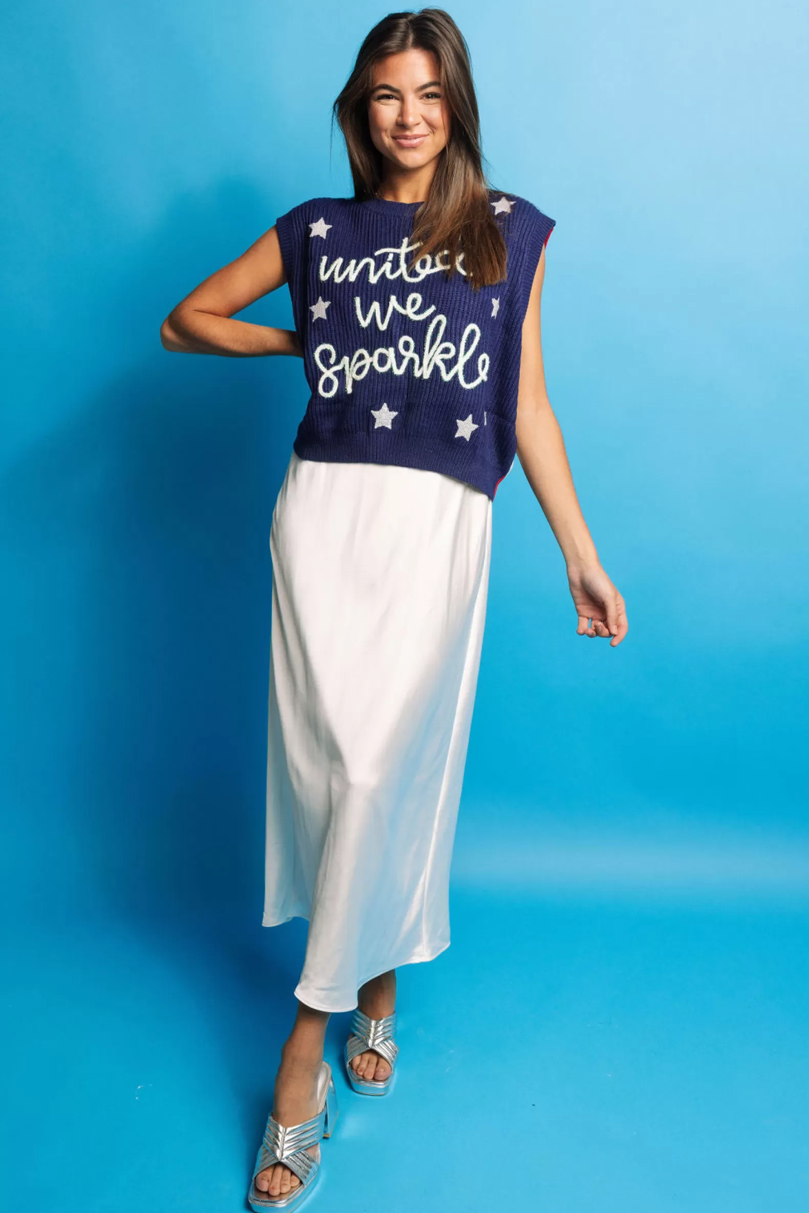 Queen of Sparkles Sweaters<United We Sparkle Sweater Vest Royal Blue