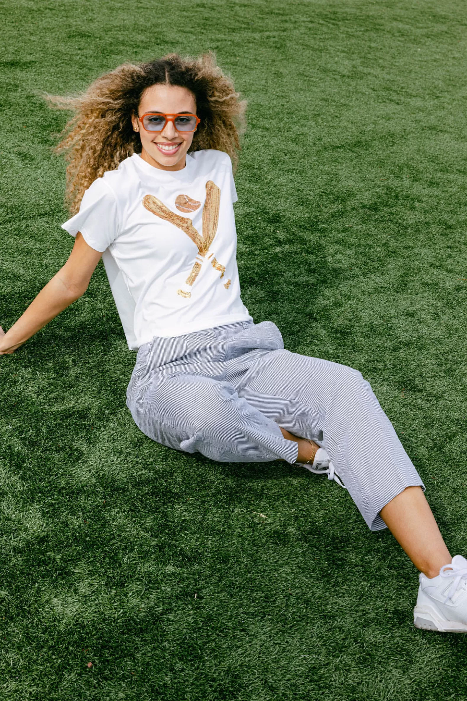 Queen of Sparkles Tees<& Gold Baseball Tee White